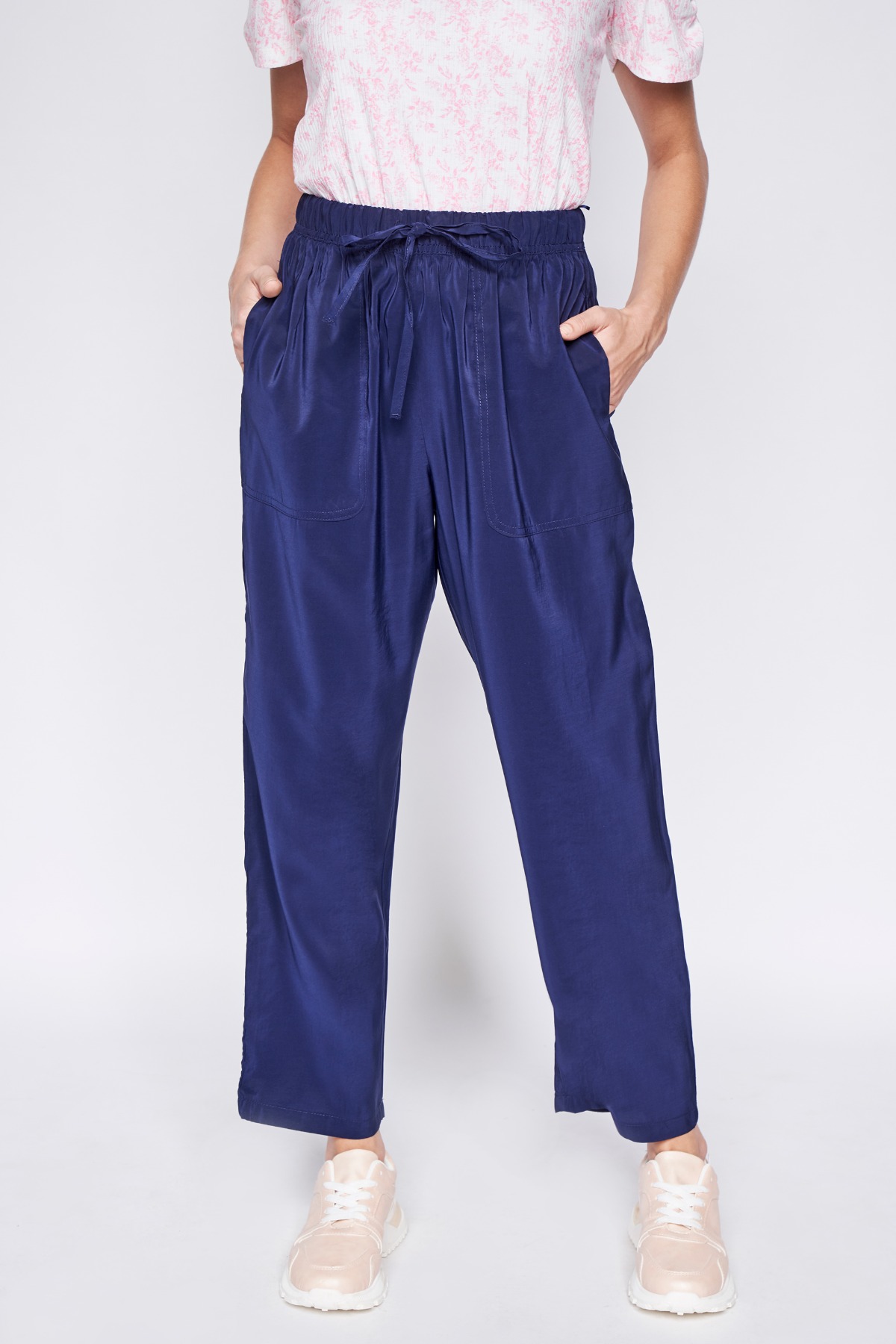 Navy Solid Straight Bottom, Navy Blue, image 1