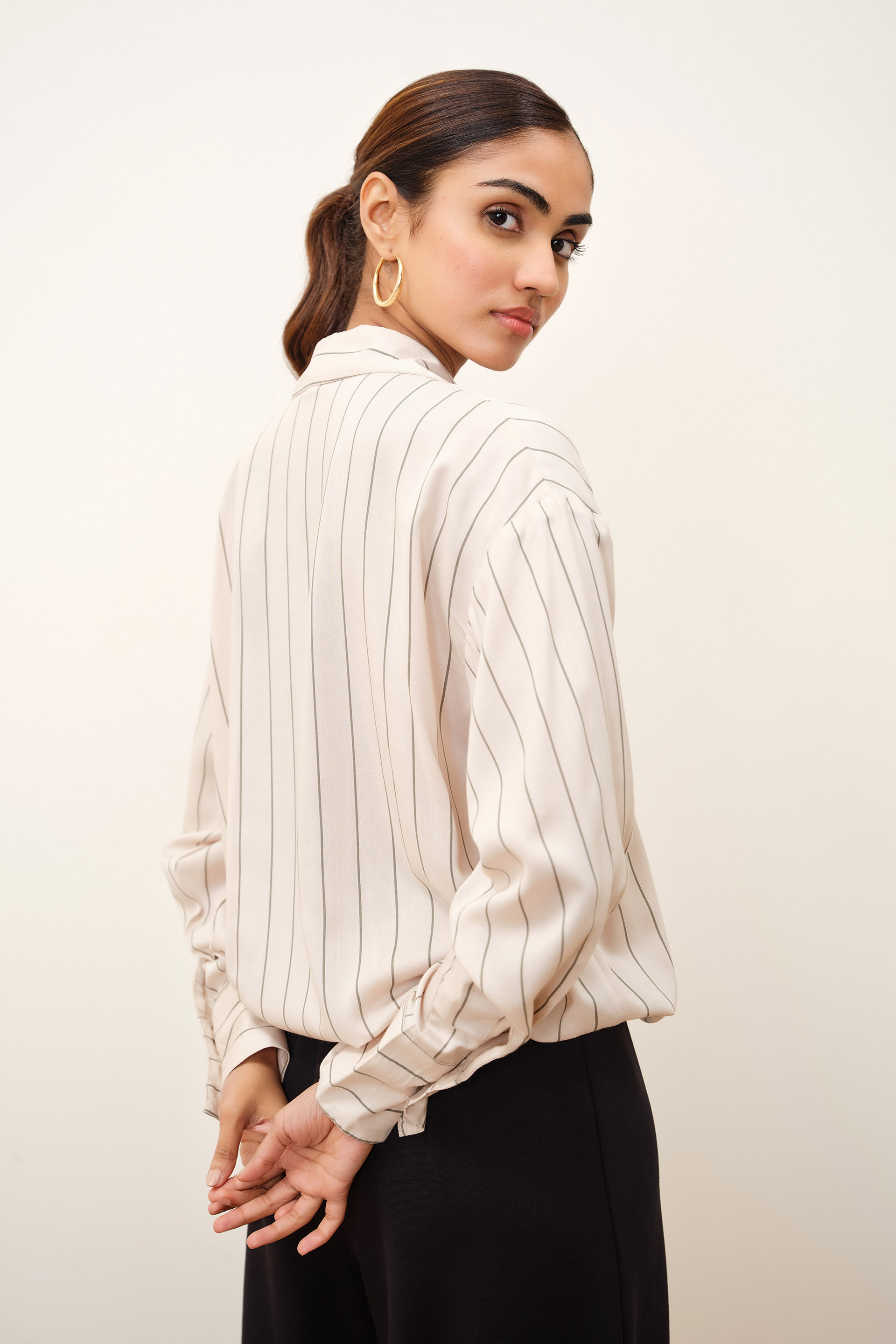 Oralne Striped Cream Shirt, Cream, image 5