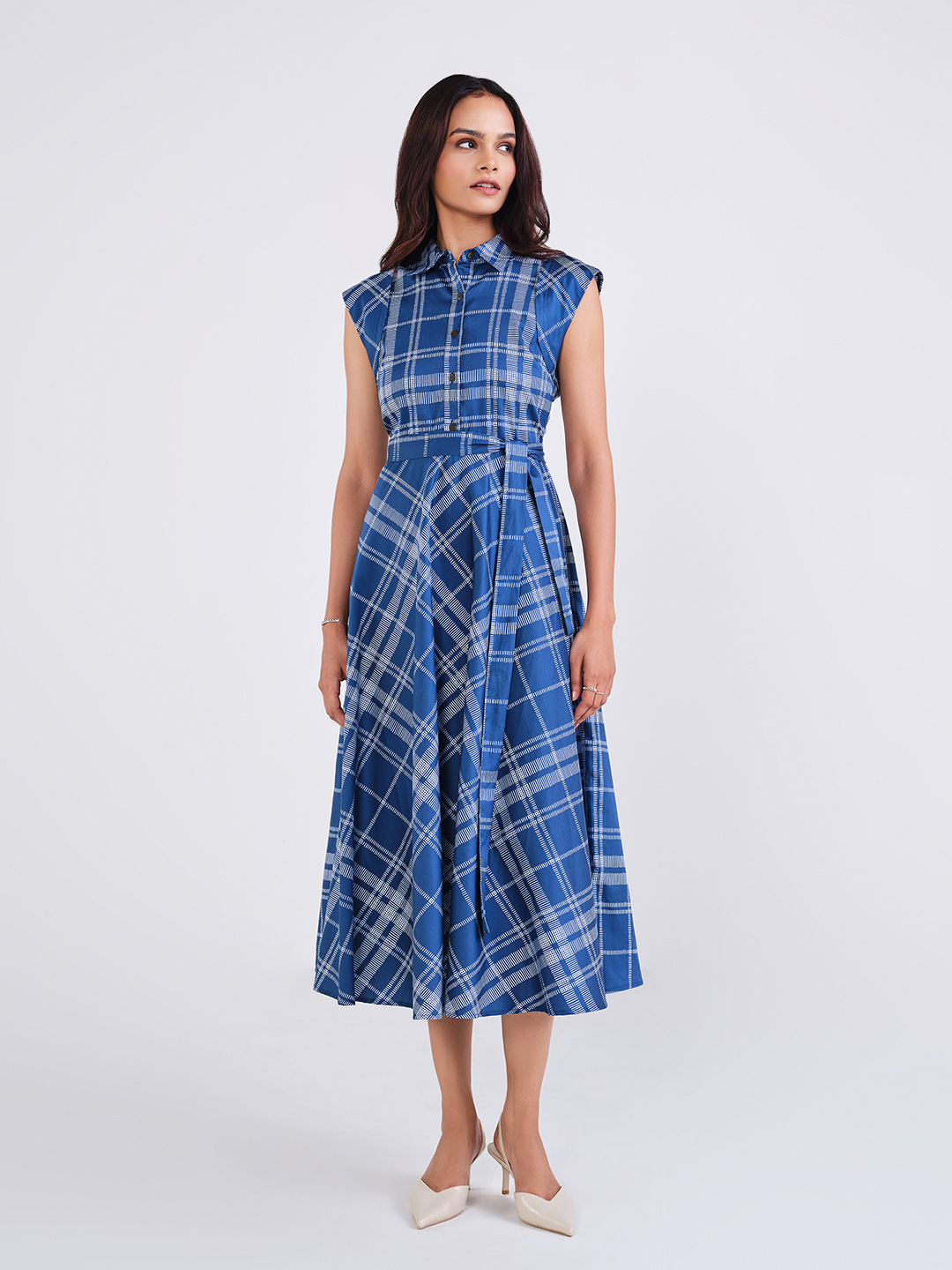 Blue Checkered Dress, Blue, image 1