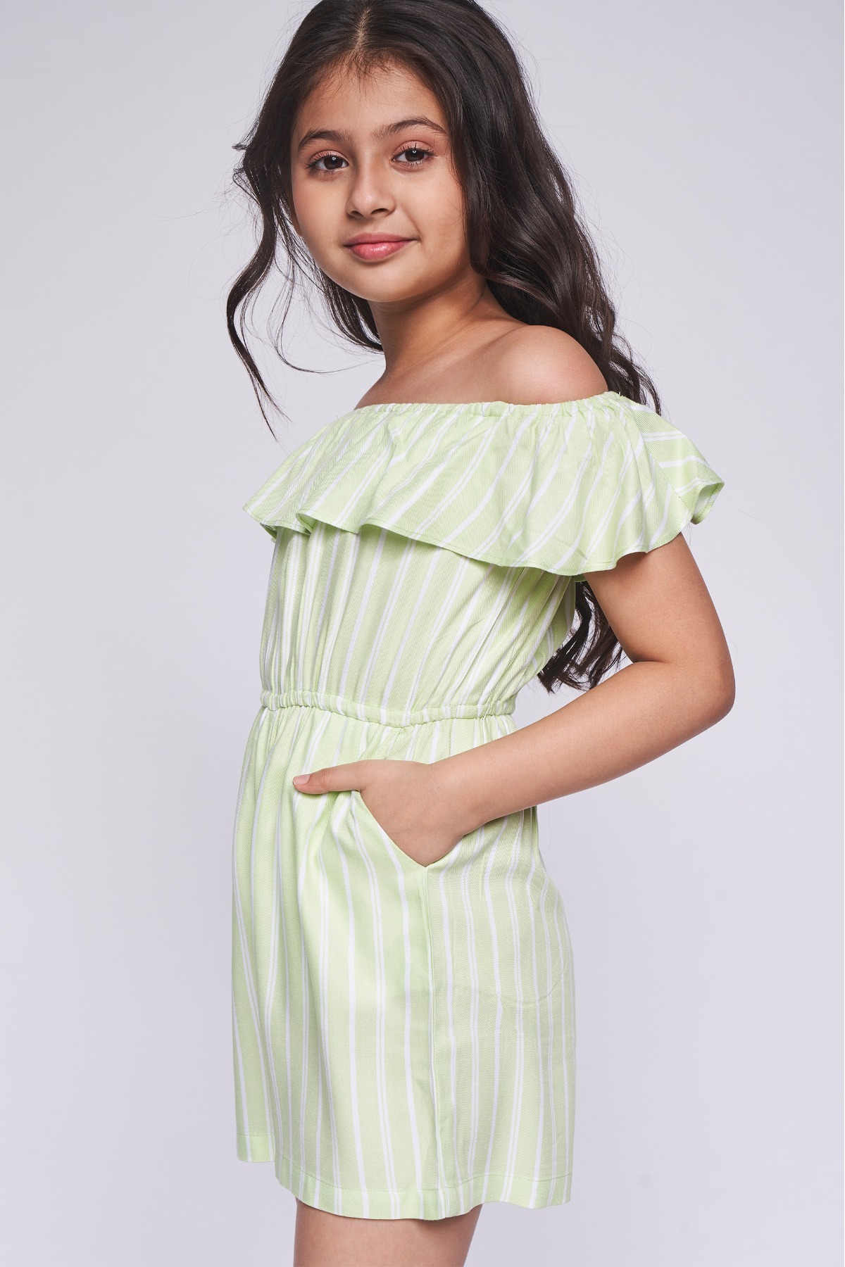 2 - Sage Green Stripes Flared Jumpsuit, image 2
