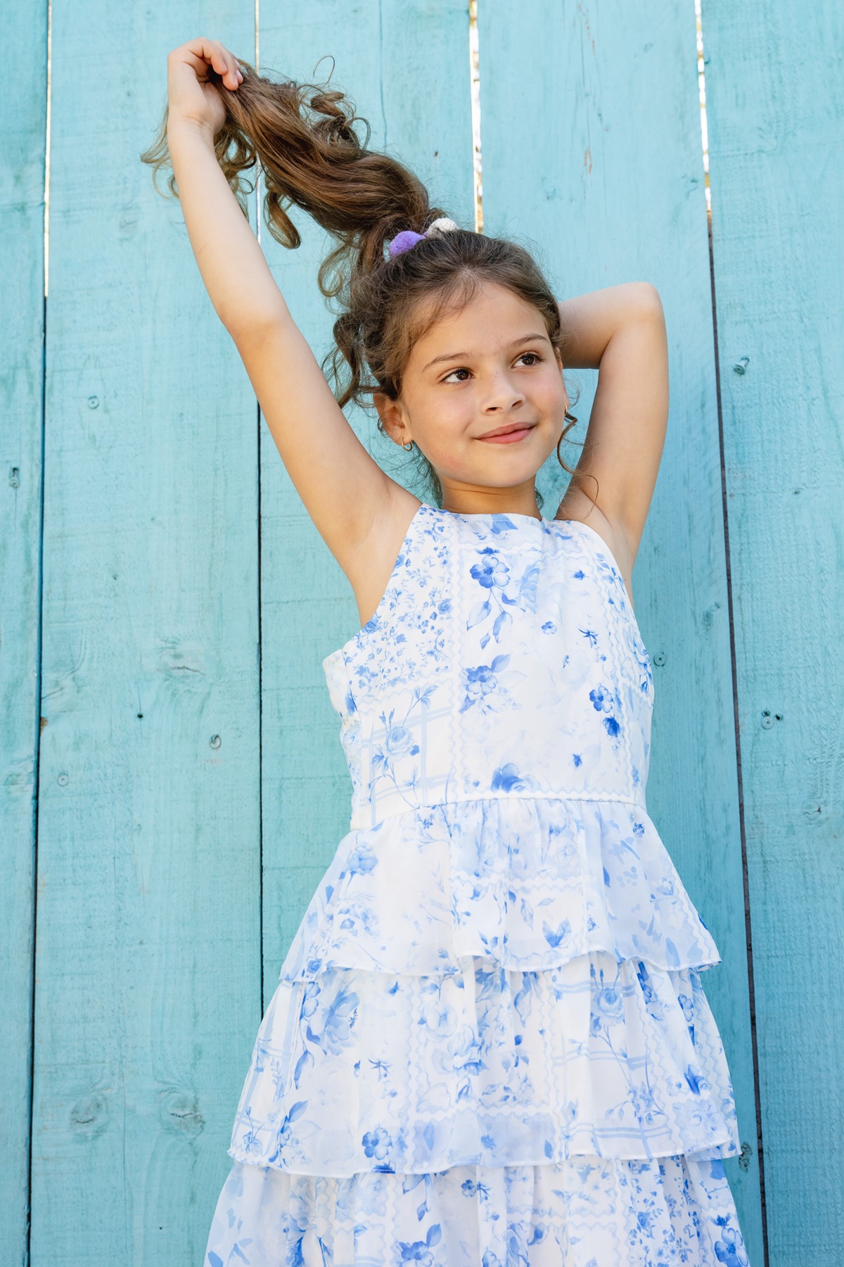 3 - Powder Blue Floral Flared Dress, image 3