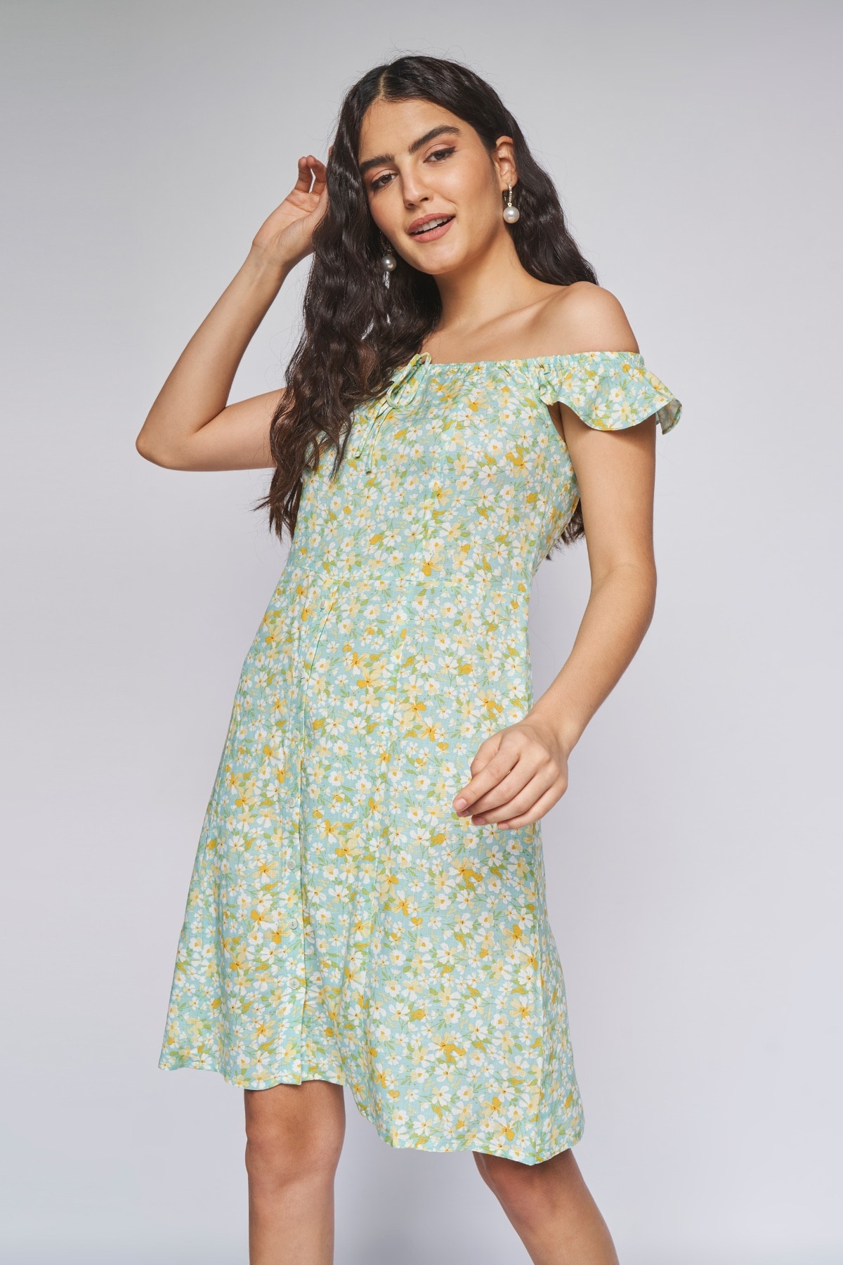 3 - Mint Floral A-Line Dress, image 3