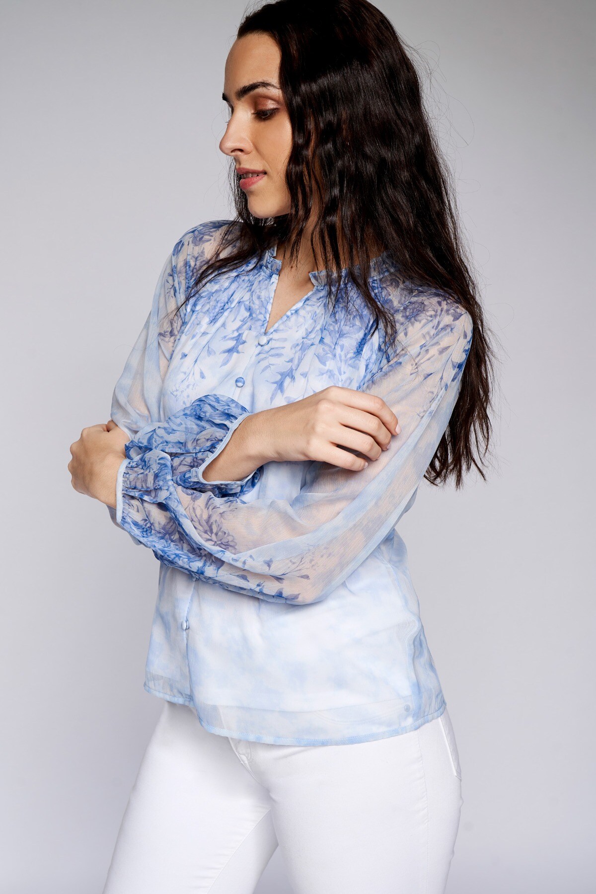 4 - Powder Blue Floral Blouson Top, image 4