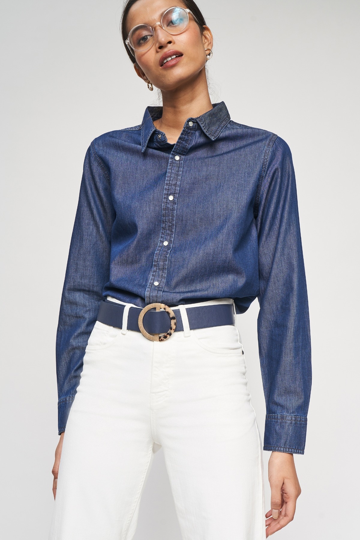 3 - Dark Blue Self Design A-Line Top, image 3