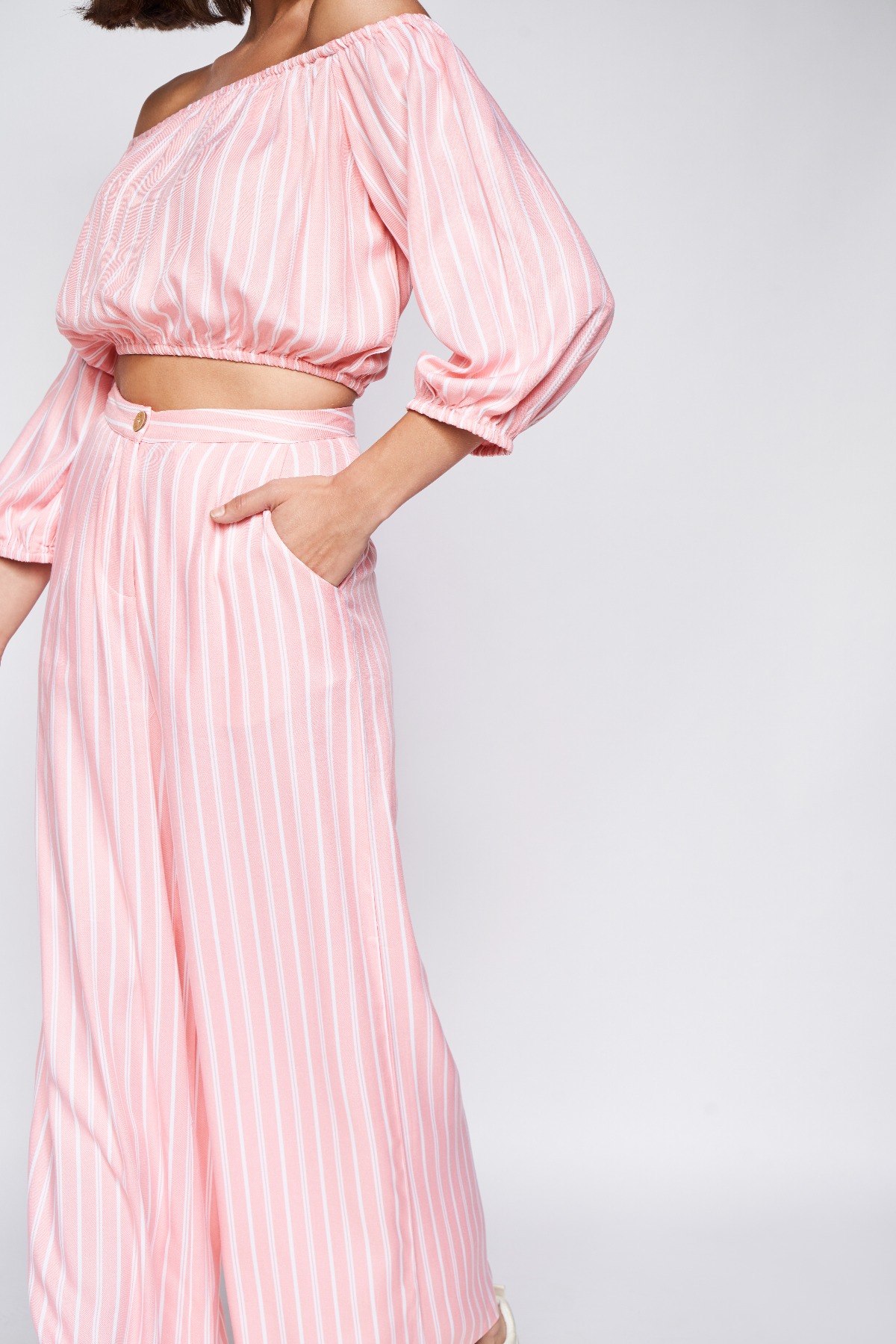 Light Pink Stripes Cropped Set, Light Pink, image 5