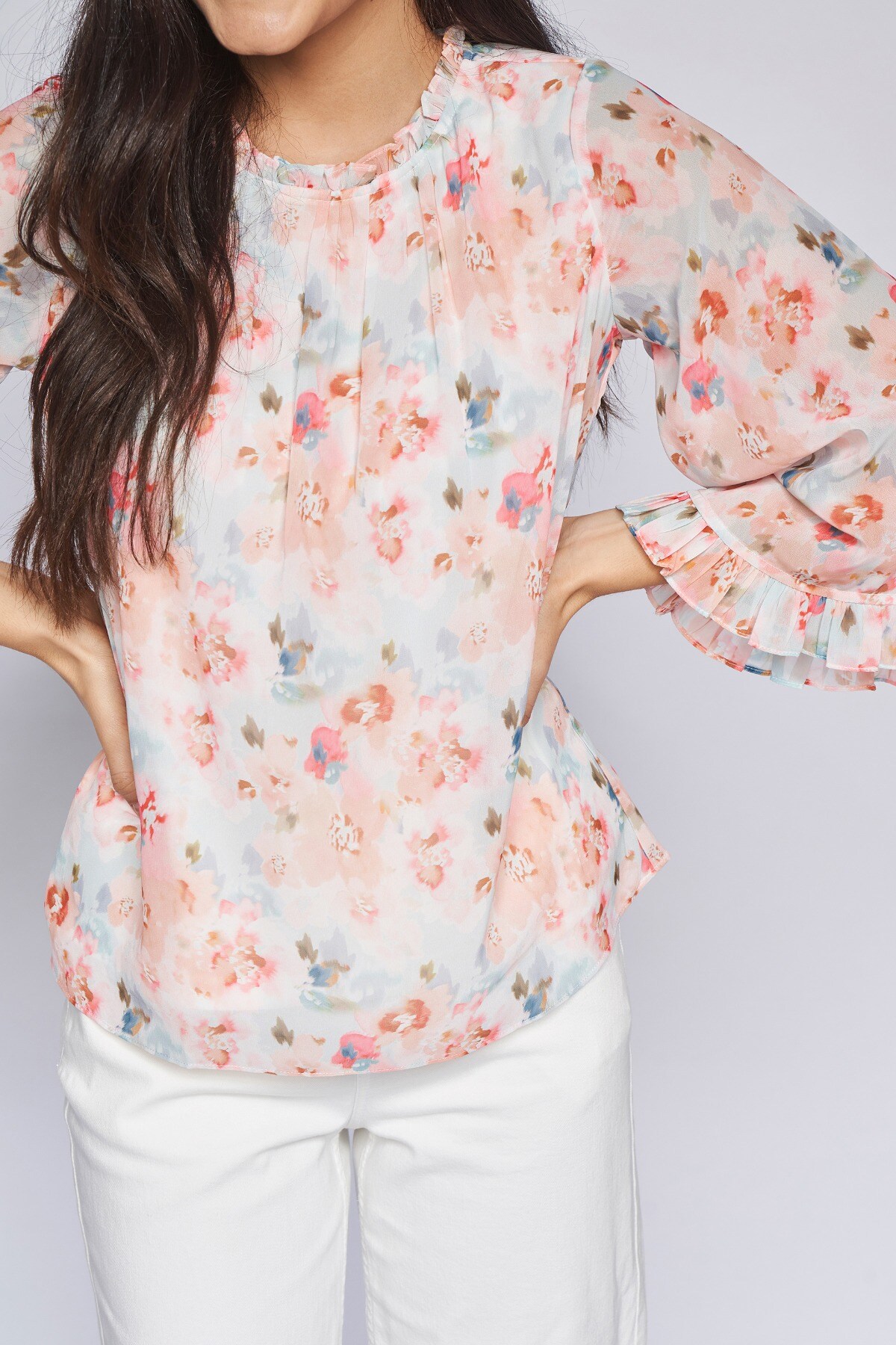 6 - Multi Color Floral Blouson Top, image 6