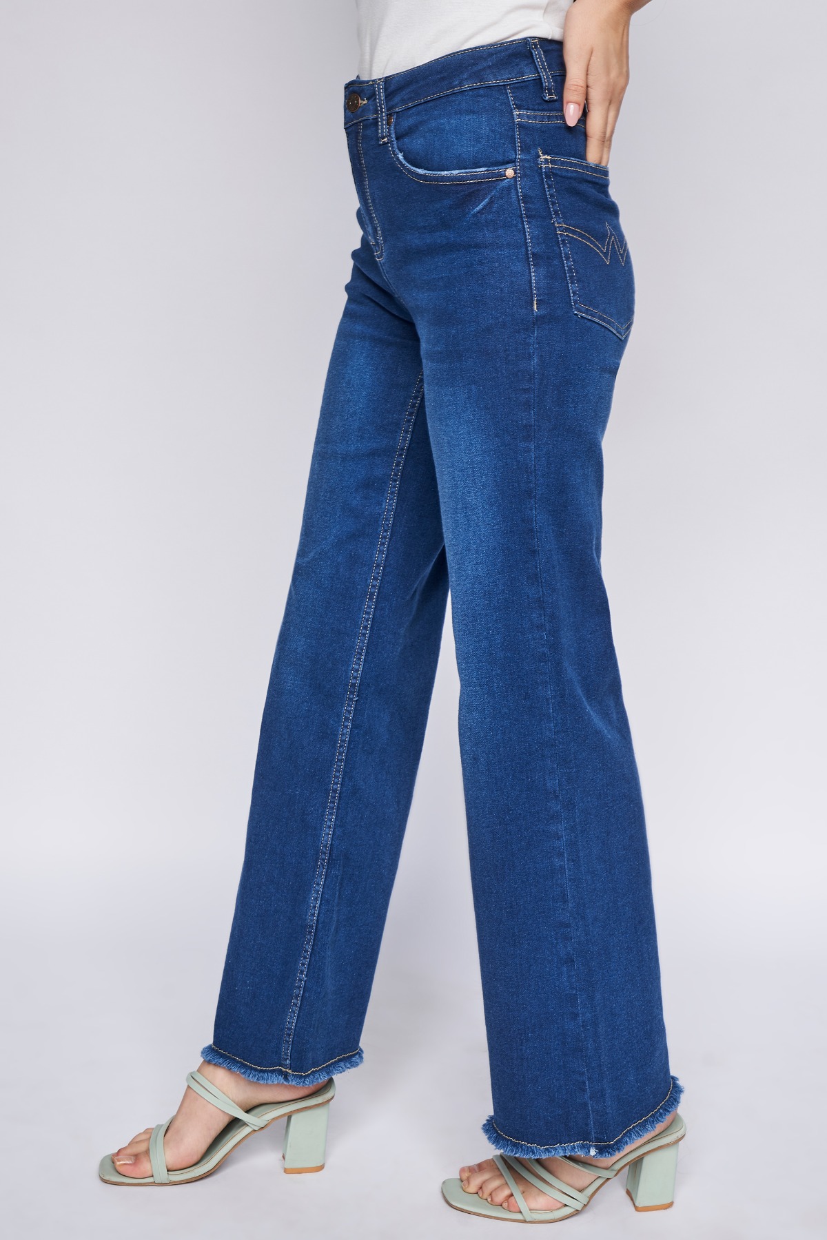 4 - Blue Solid Straight Bottom, image 4