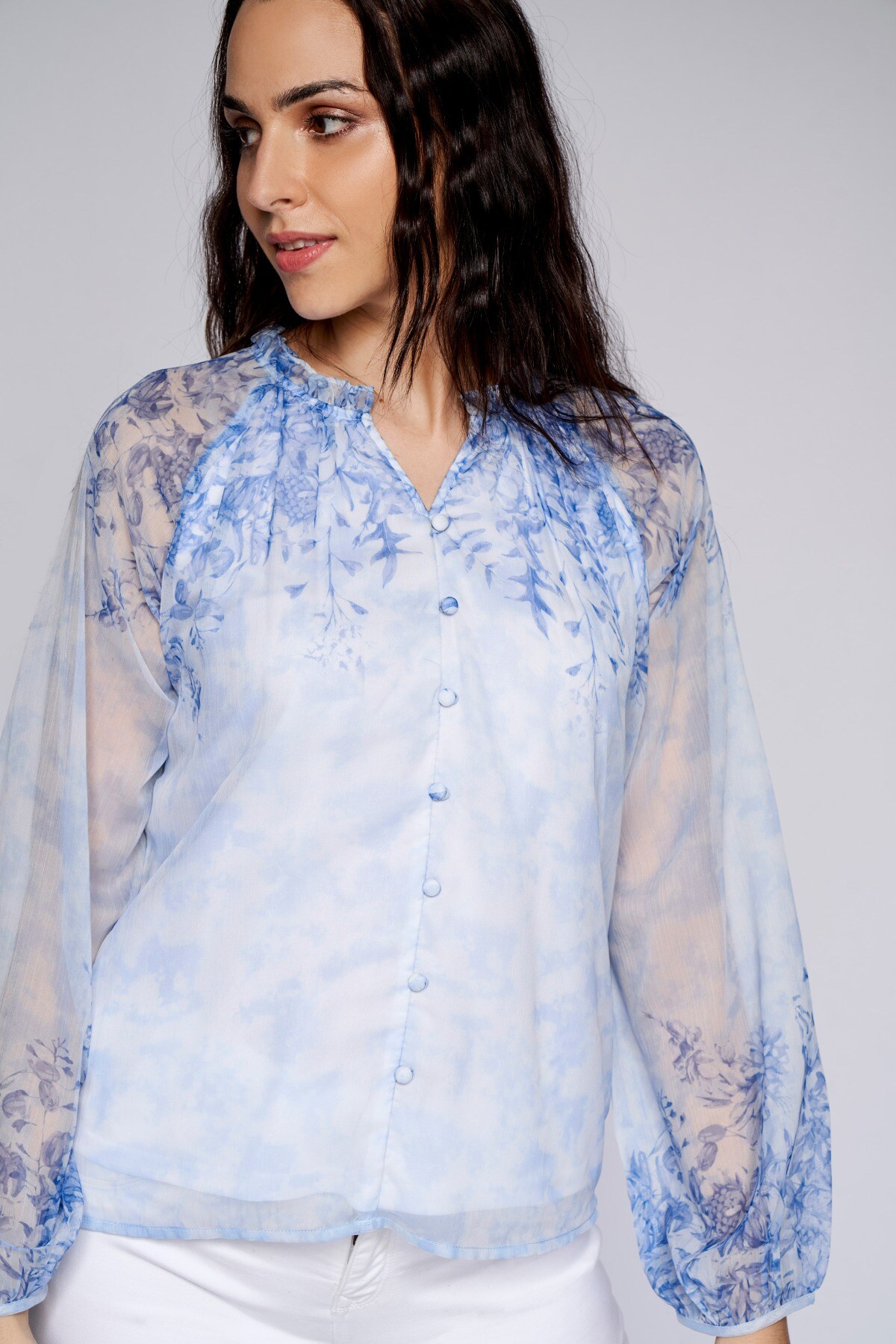 3 - Powder Blue Floral Blouson Top, image 3