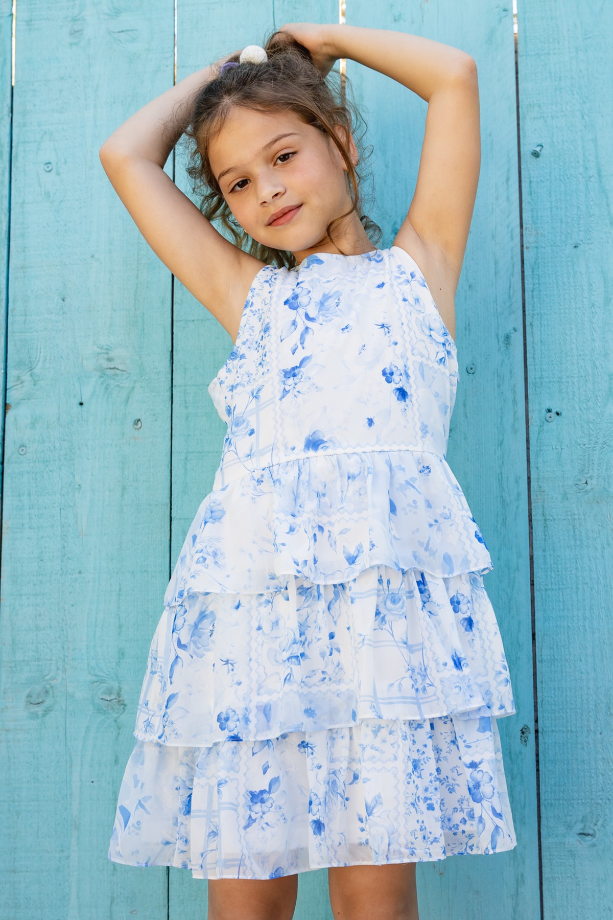 2 - Powder Blue Floral Flared Dress, image 2