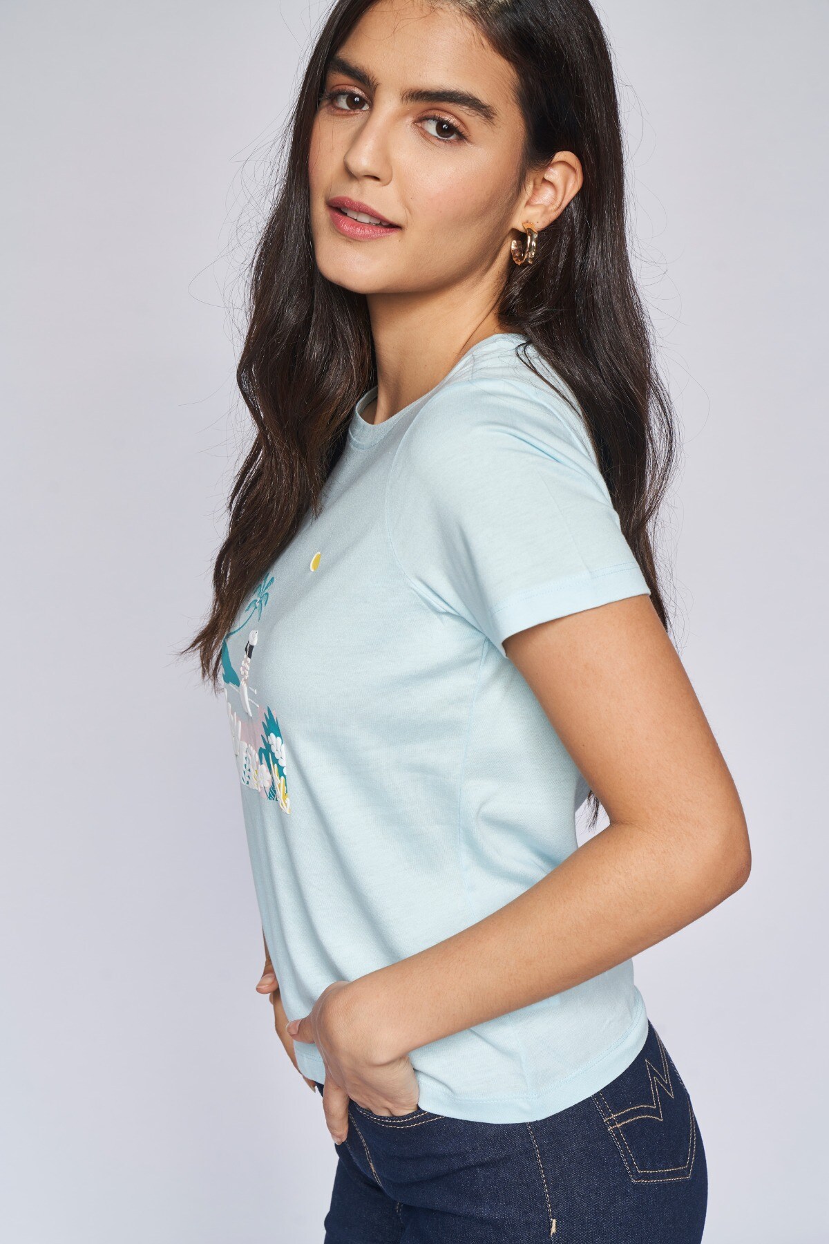 3 - Powder Blue Graphic Straight Top, image 3