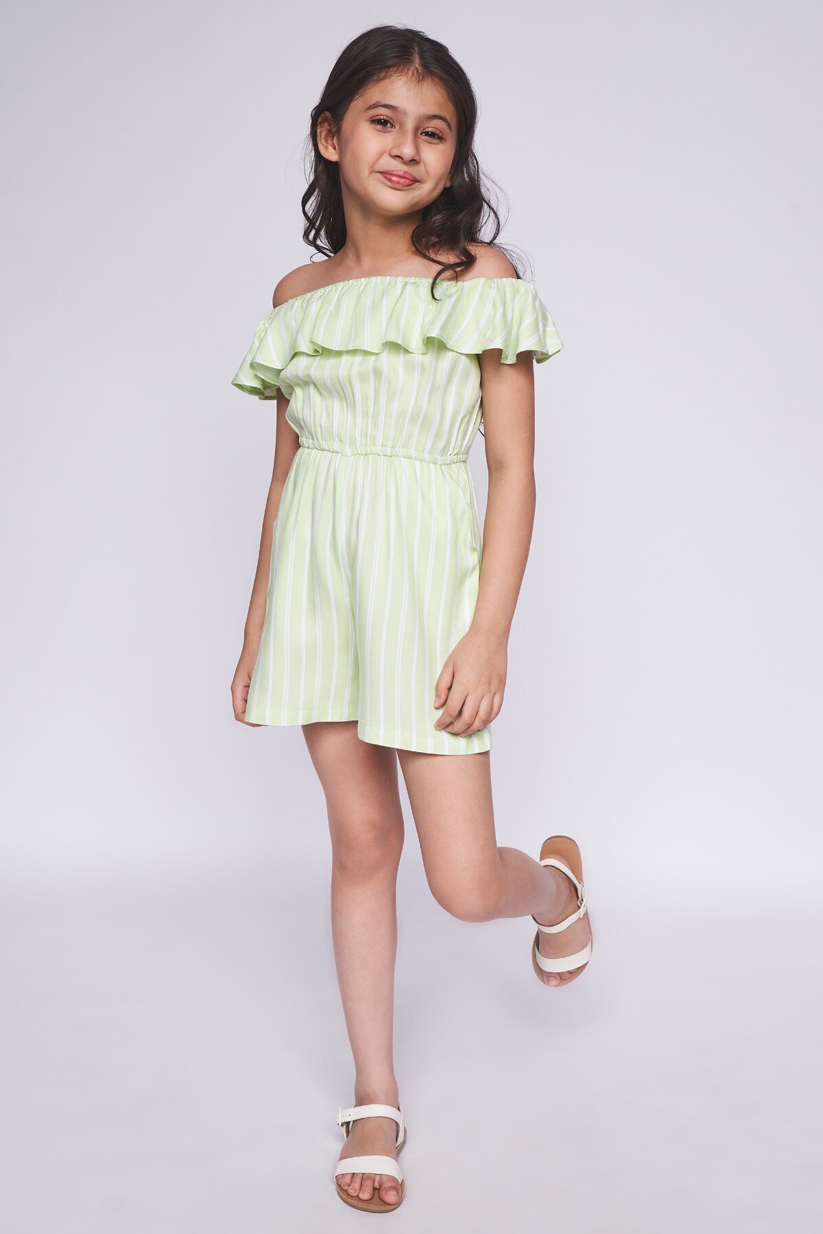3 - Sage Green Stripes Flared Jumpsuit, image 3