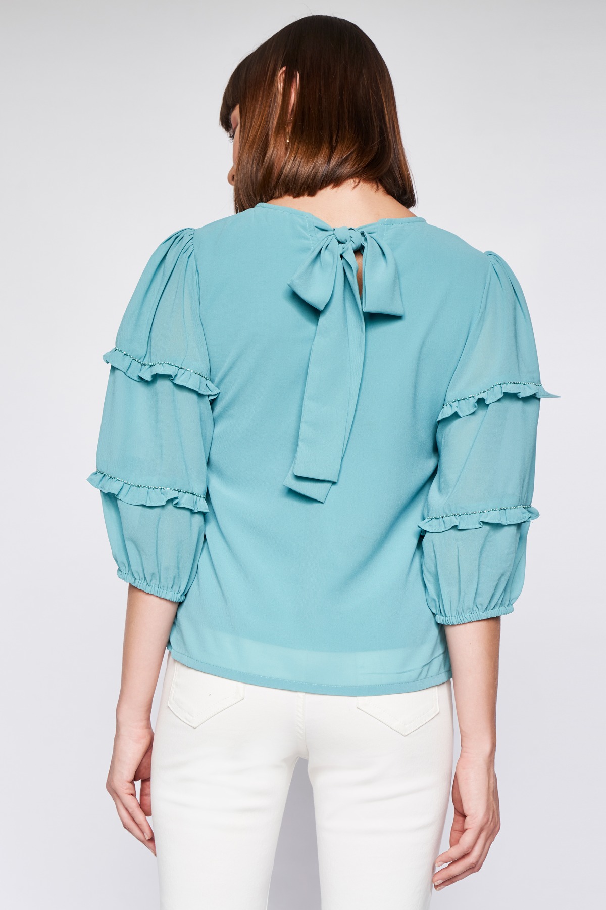 Teal Solid Straight Top, Teal, image 5