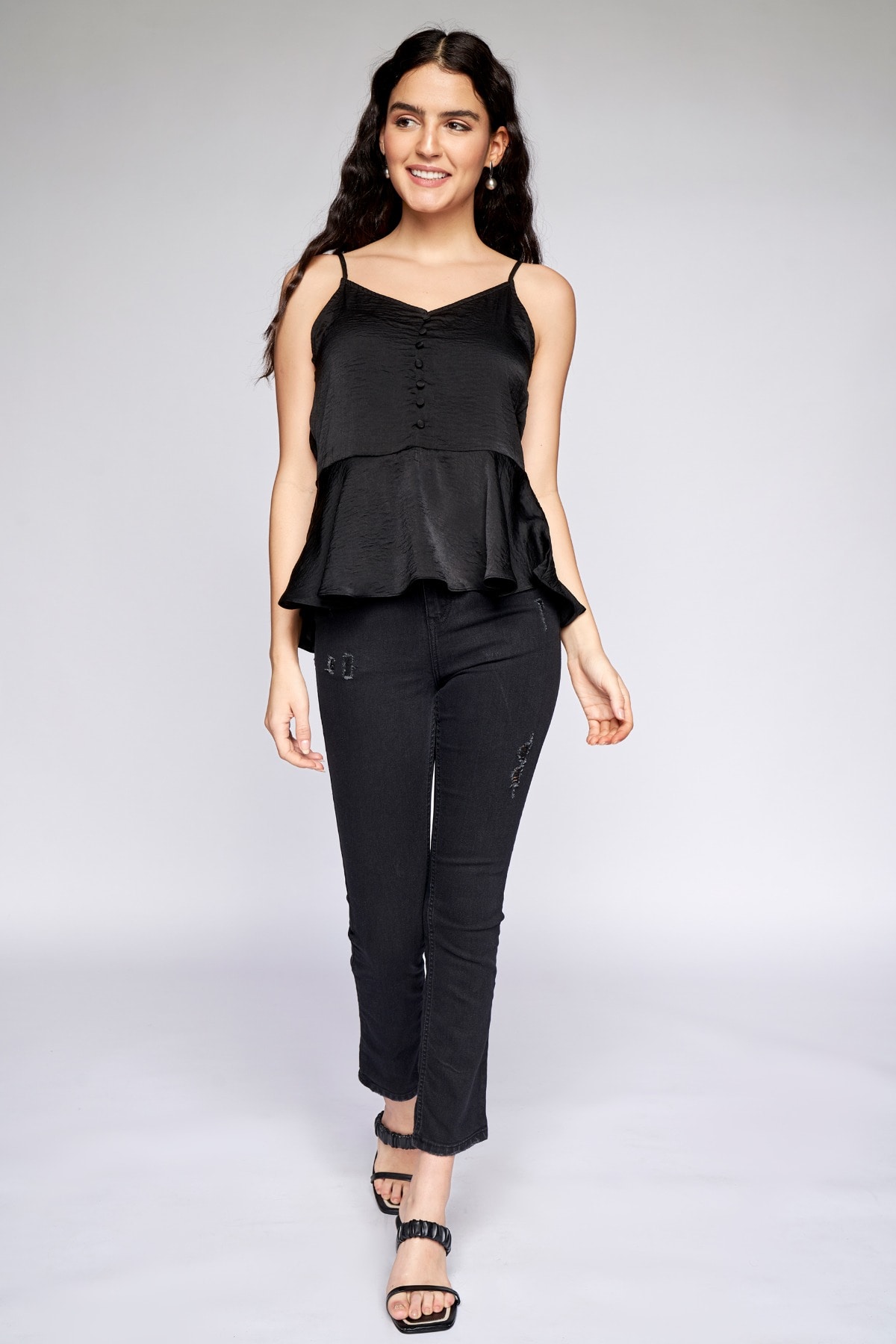 Buy Black Solid Peplum Top Online at Best Price at ANDIndia SS22AB059THS