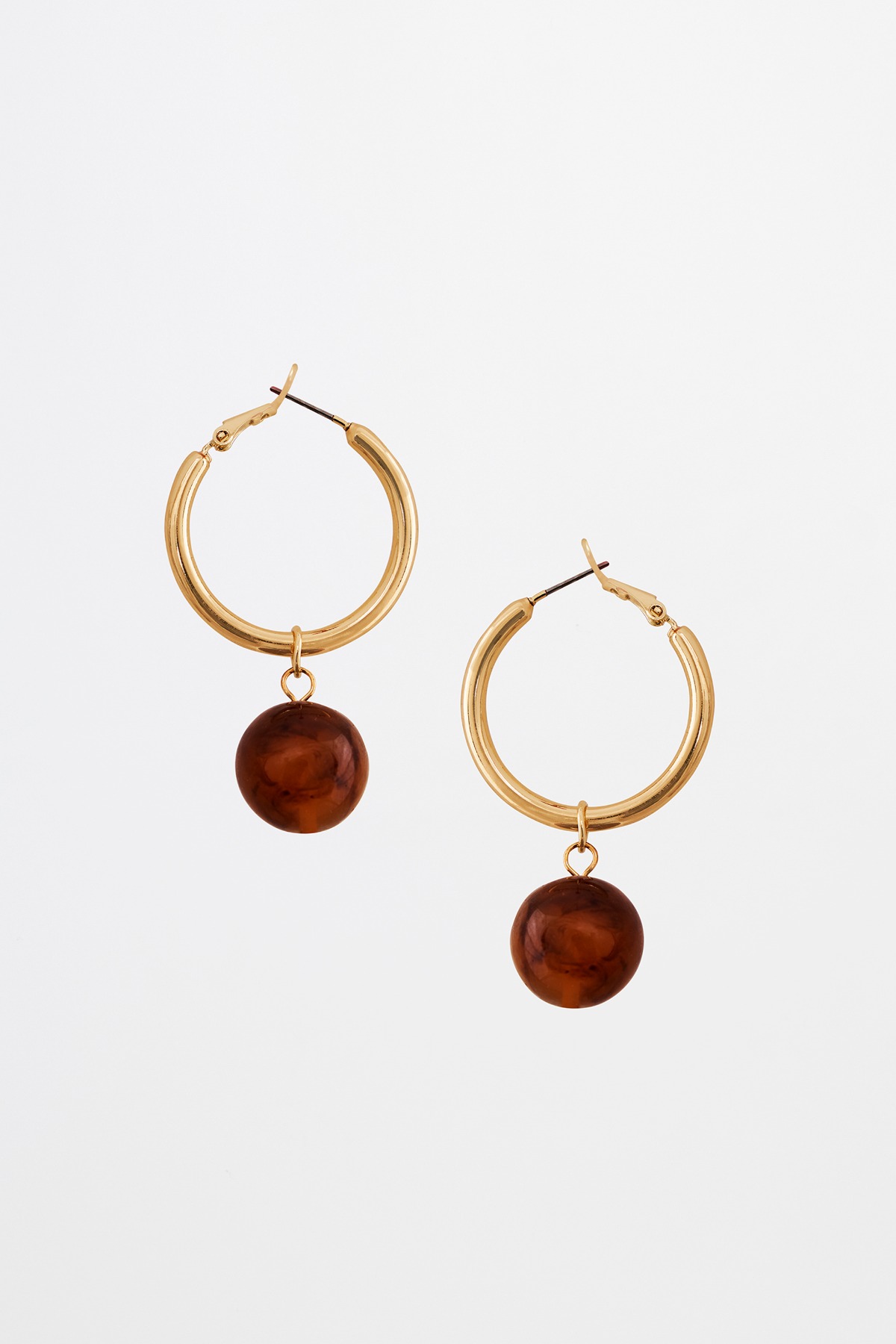 Gold Ring With Round Acrylic Ball Earrings, , image 1