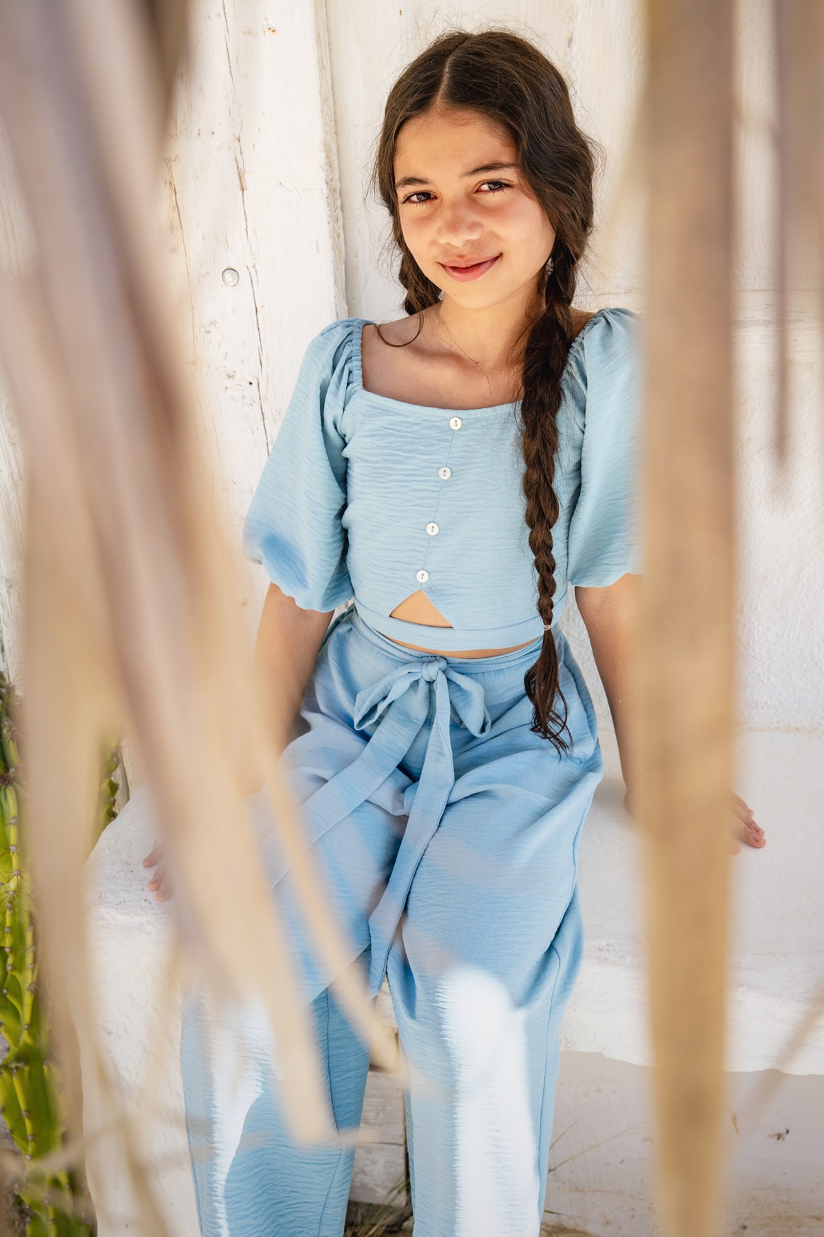 3 - Light Blue Solid Straight Set, image 3