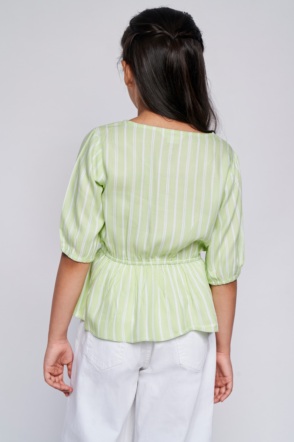4 - Sage Green Self Design Straight Top, image 4