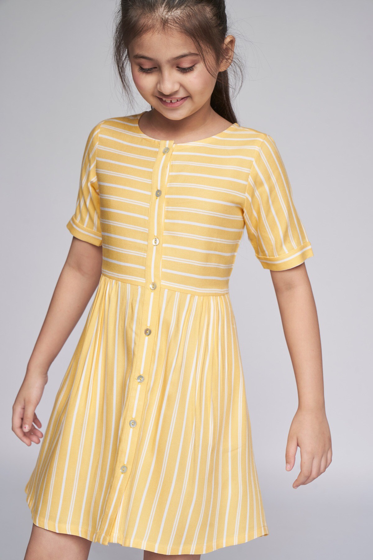 2 - Yellow Stripes Flared Dress, image 2