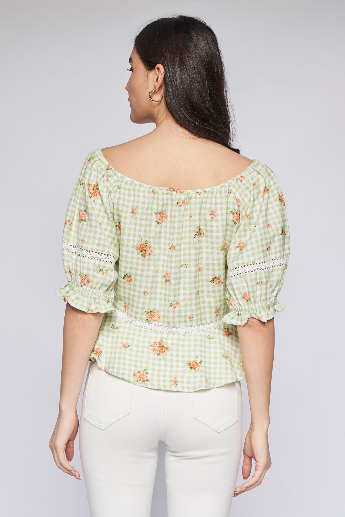 4 - Sage Green Checks Peplum Top, image 4