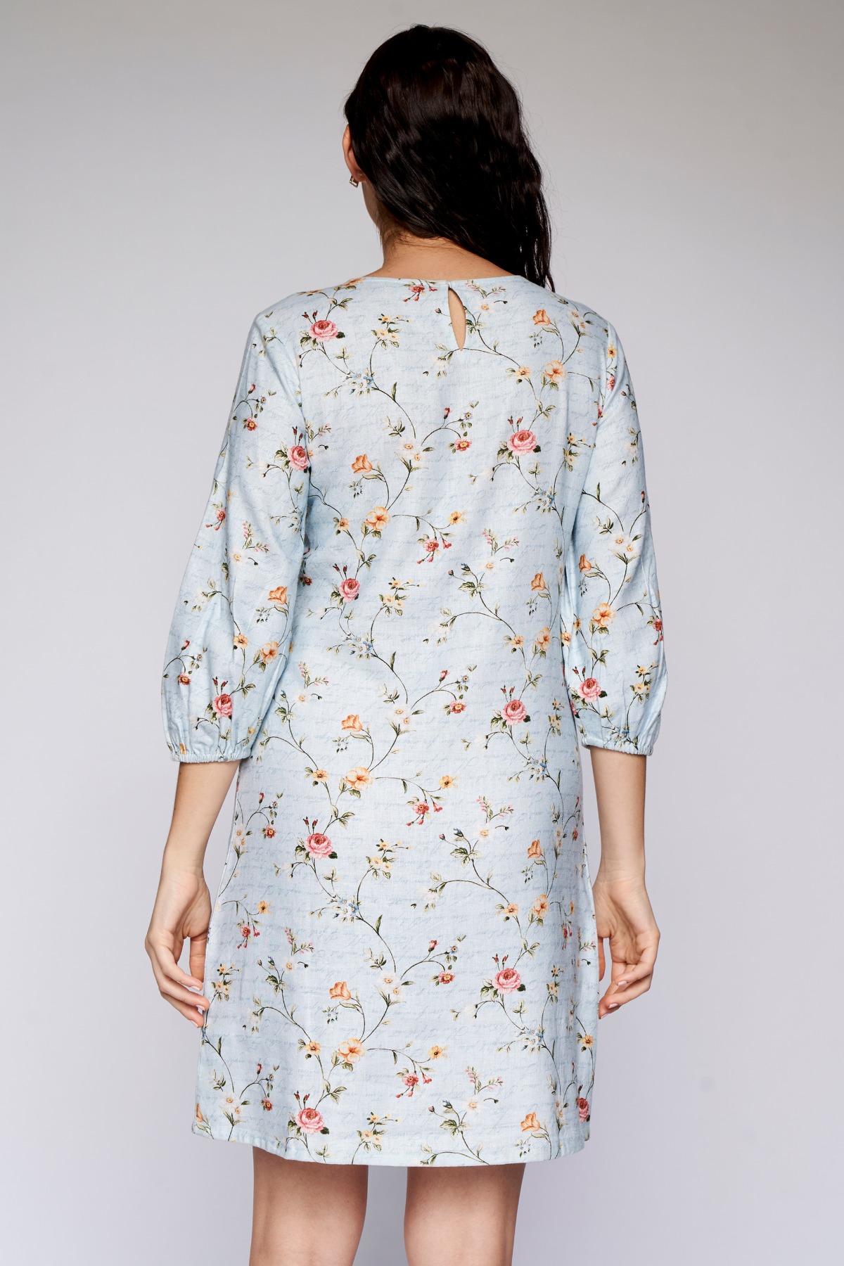 5 - Powder Blue Floral Straight Dress, image 5