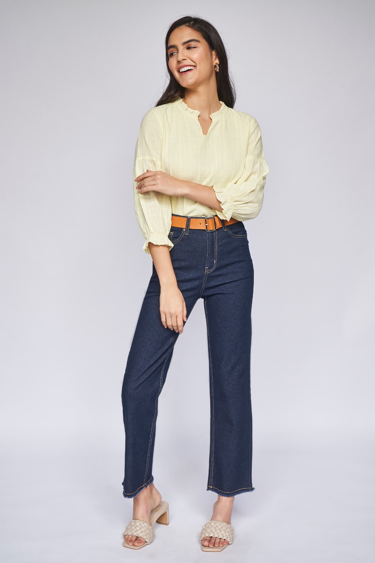 4 - Yellow Dobby Shirt Style Top, image 4