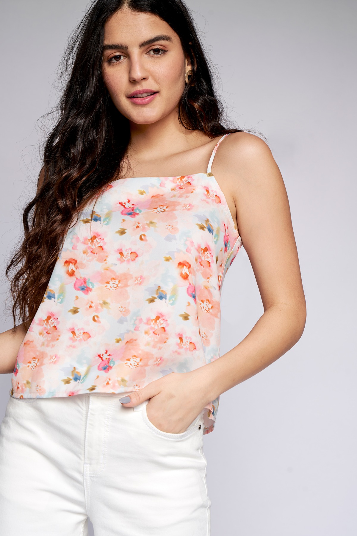 1 - White Floral Straight Top, image 1