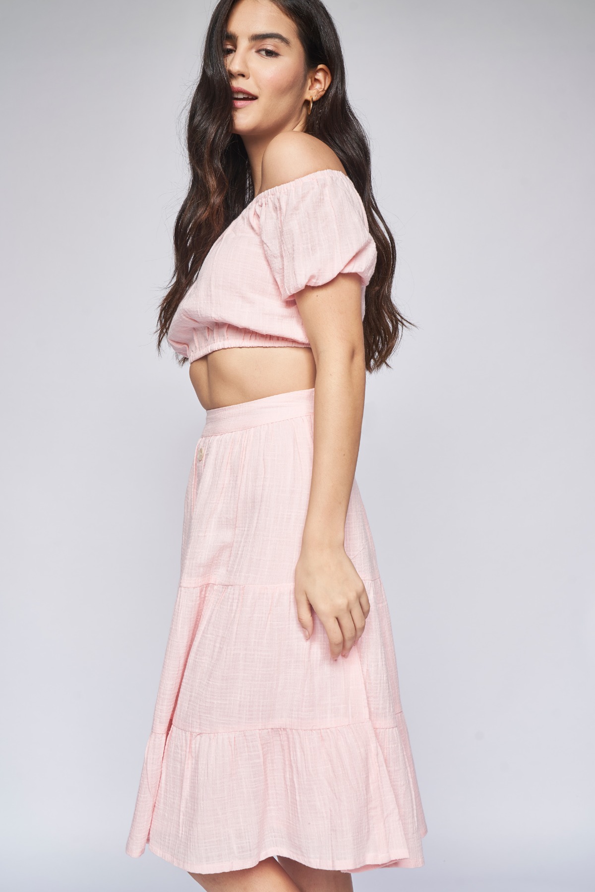 3 - Pink Self Design Cropped Set, image 3