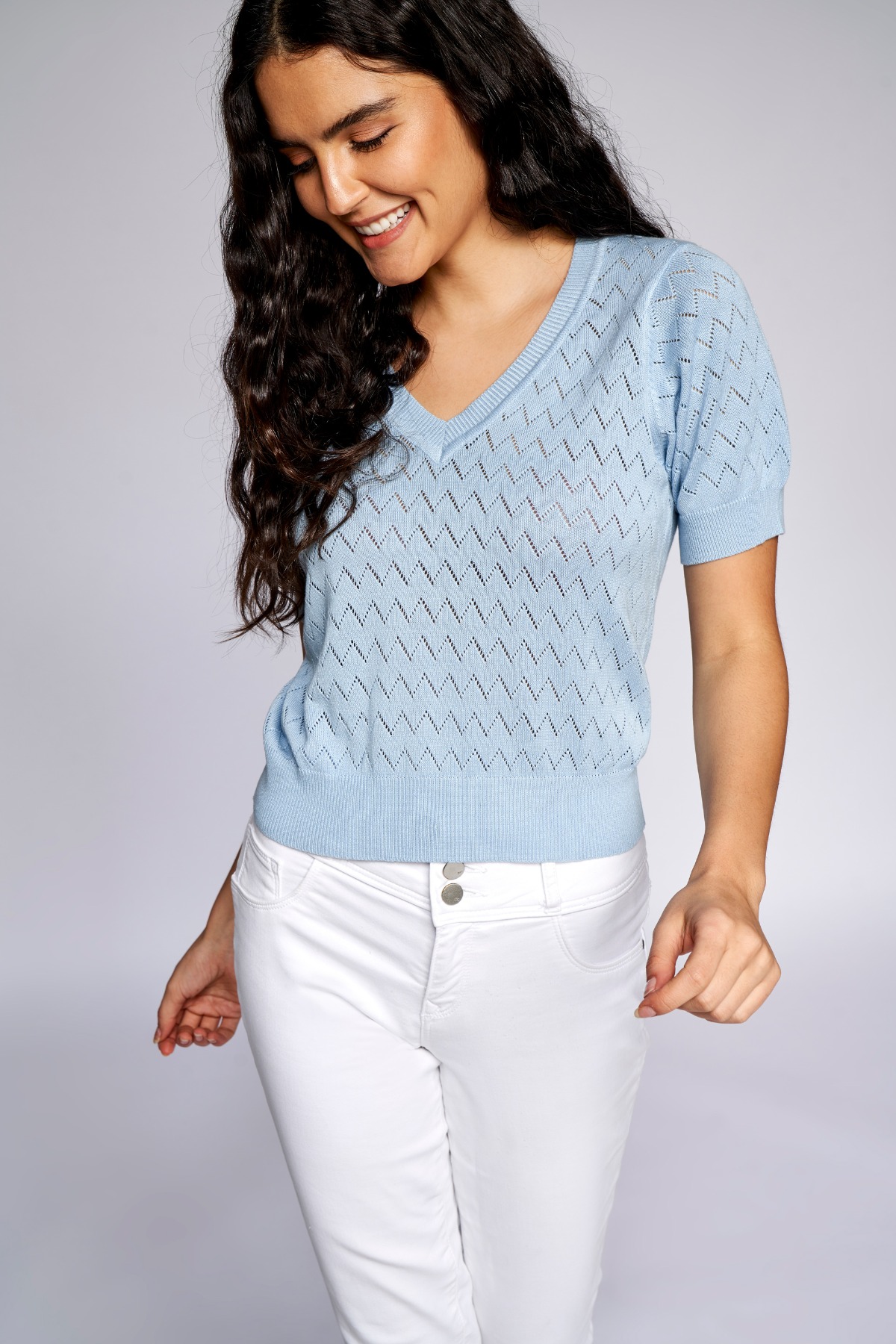 1 - Powder Blue Solid Straight Top, image 1