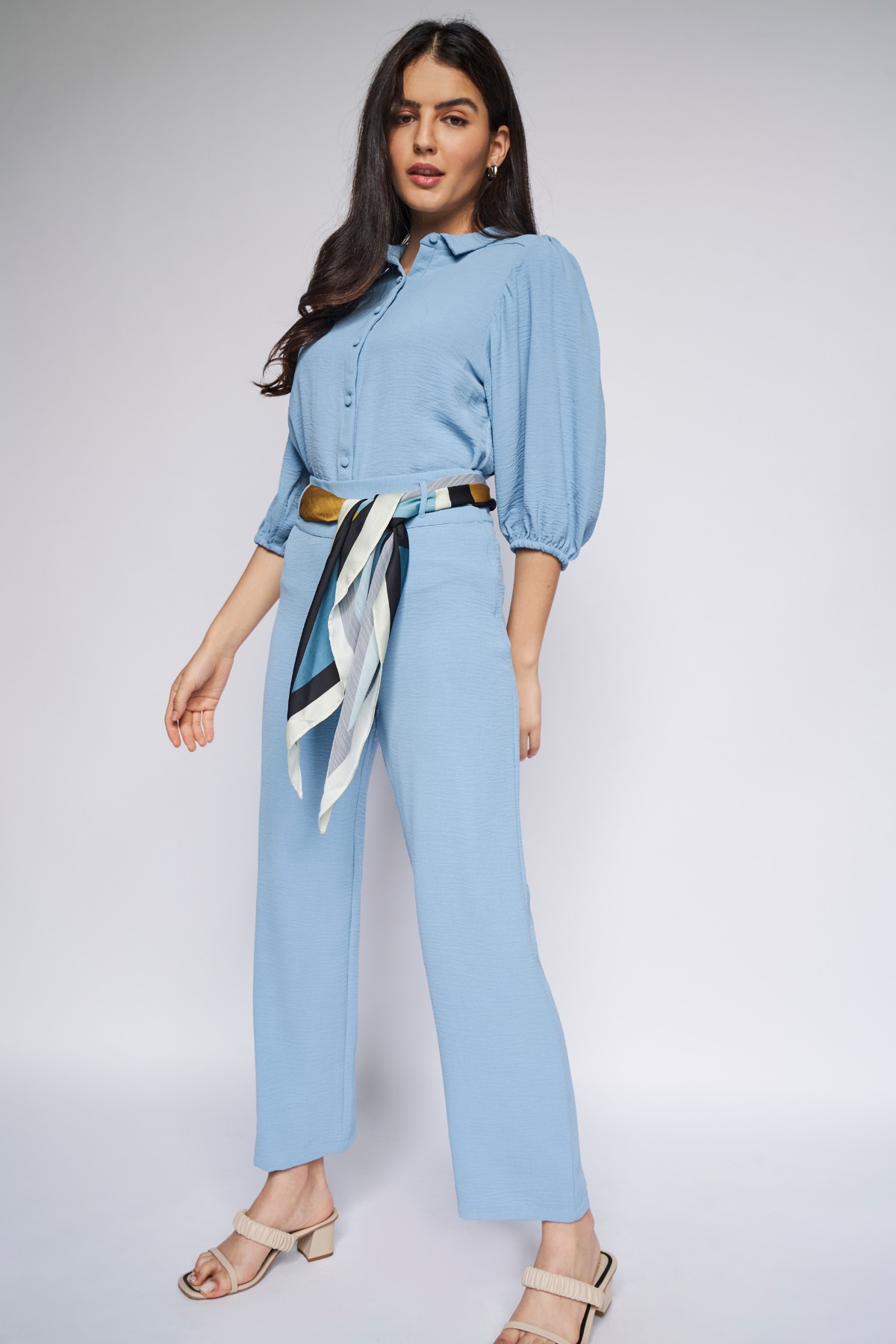 3 - Light Blue Solid Straight Set, image 3