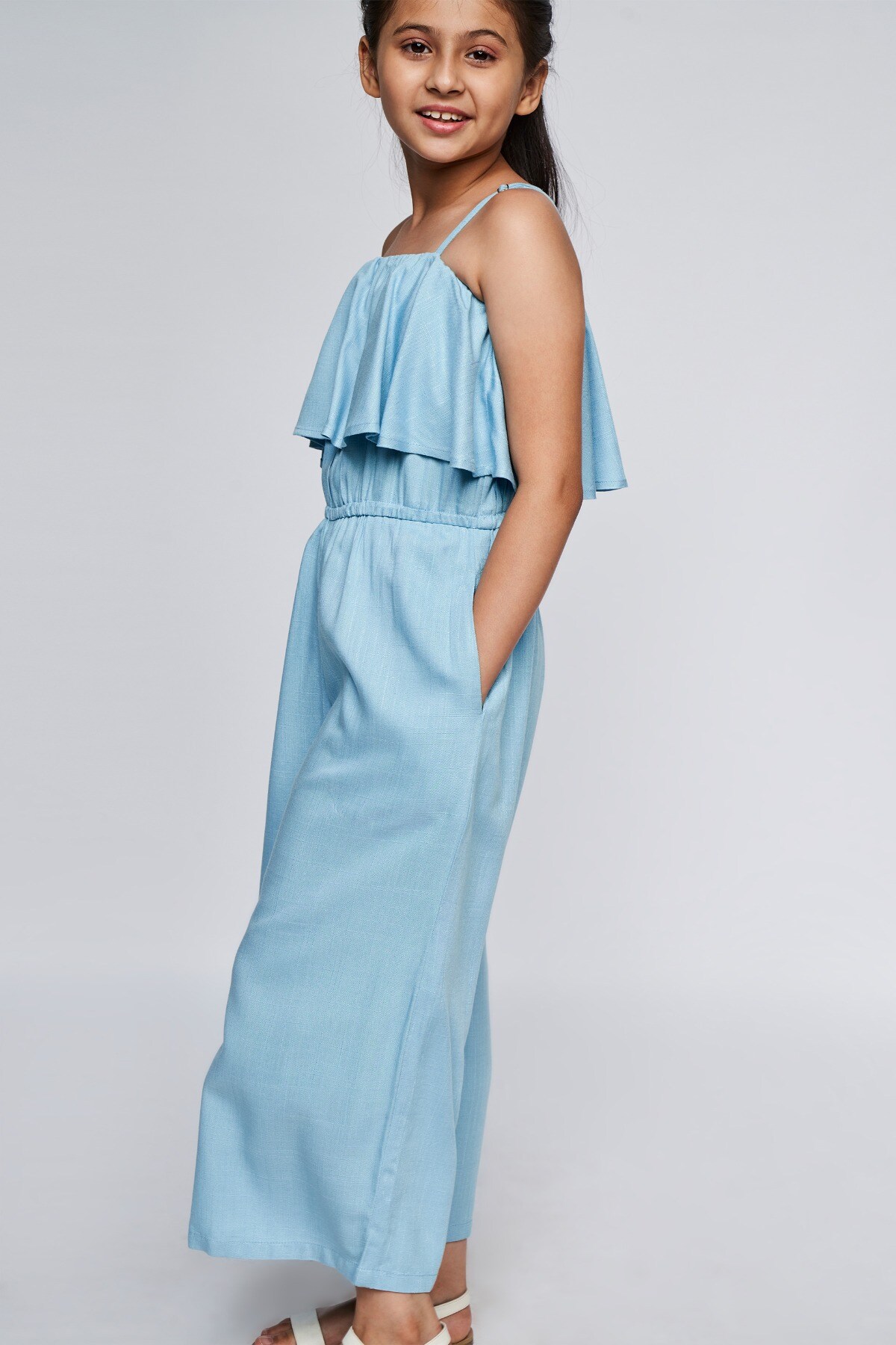 5 - Powder Blue Solid Flared Jumpsuit, image 5