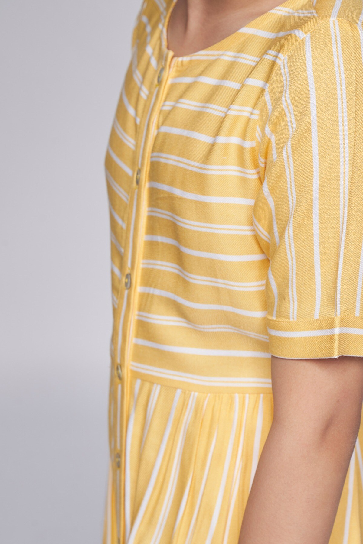 6 - Yellow Stripes Flared Dress, image 6