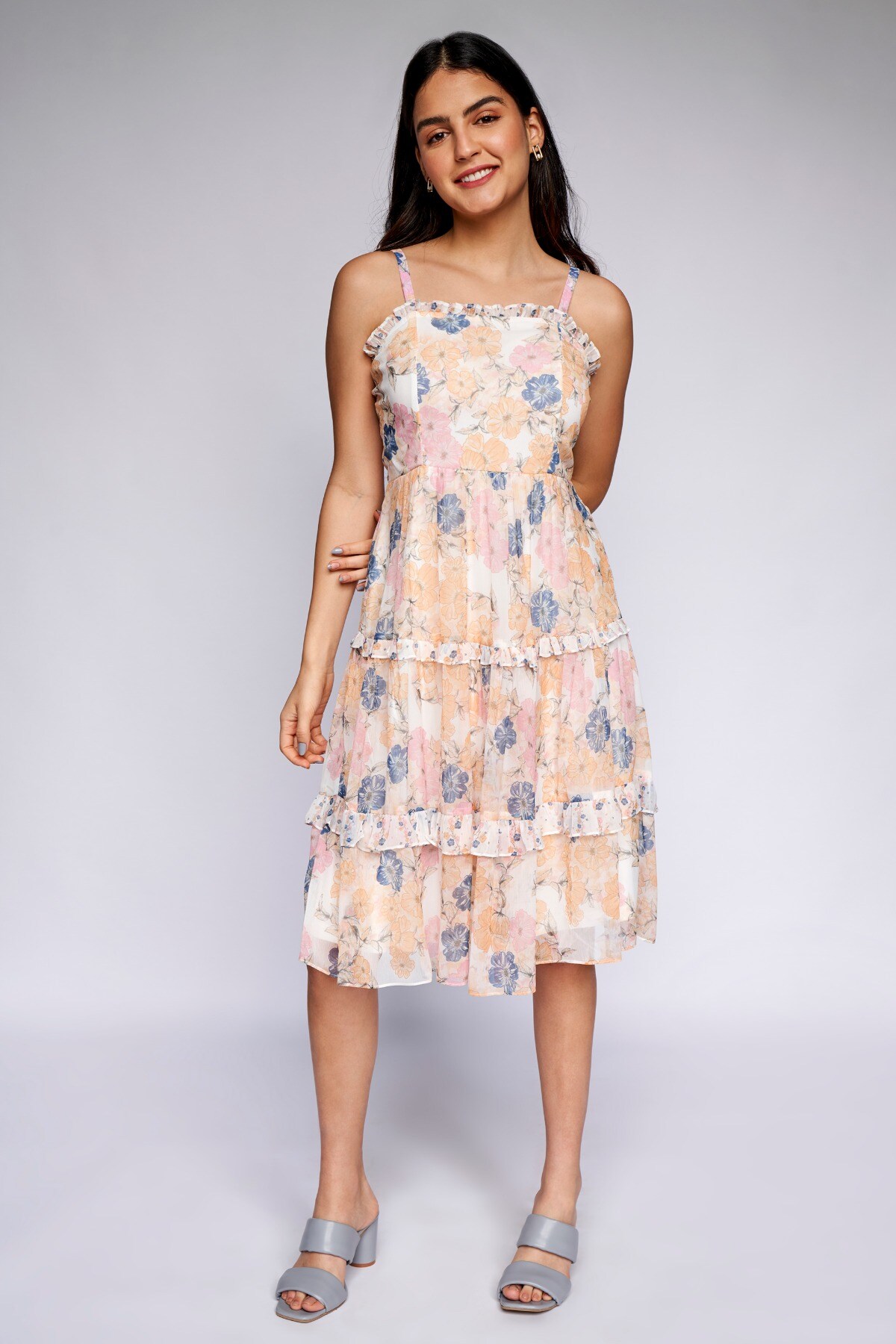 2 - Yellow Floral Fit and Flare Dress, image 2