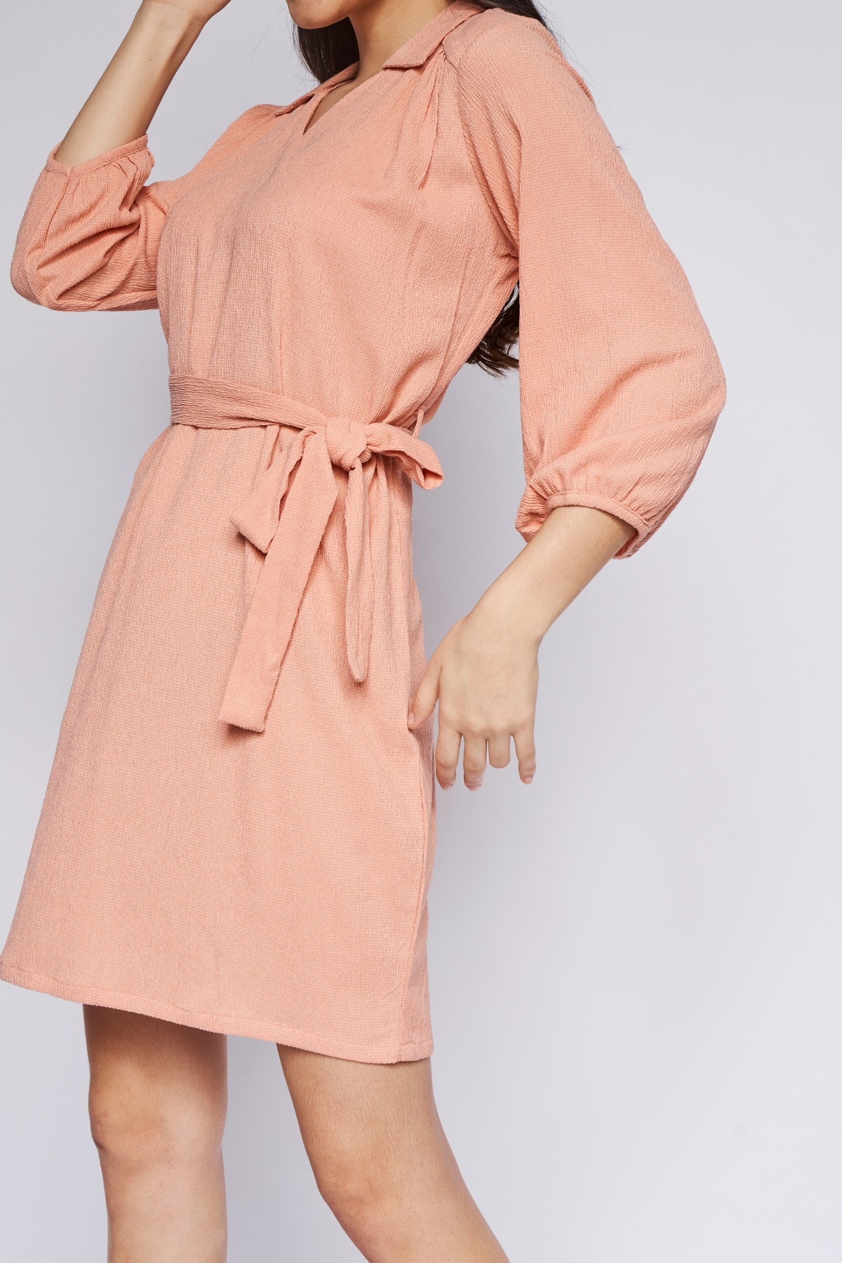 4 - Orange Self Design Straight Dress, image 6