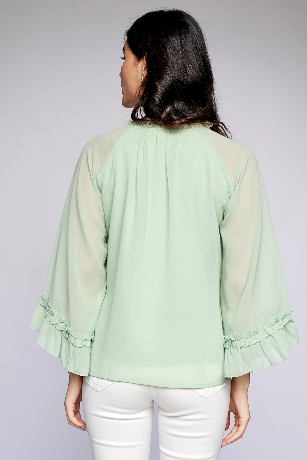 5 - Sage Green Solid Blouson Top, image 5