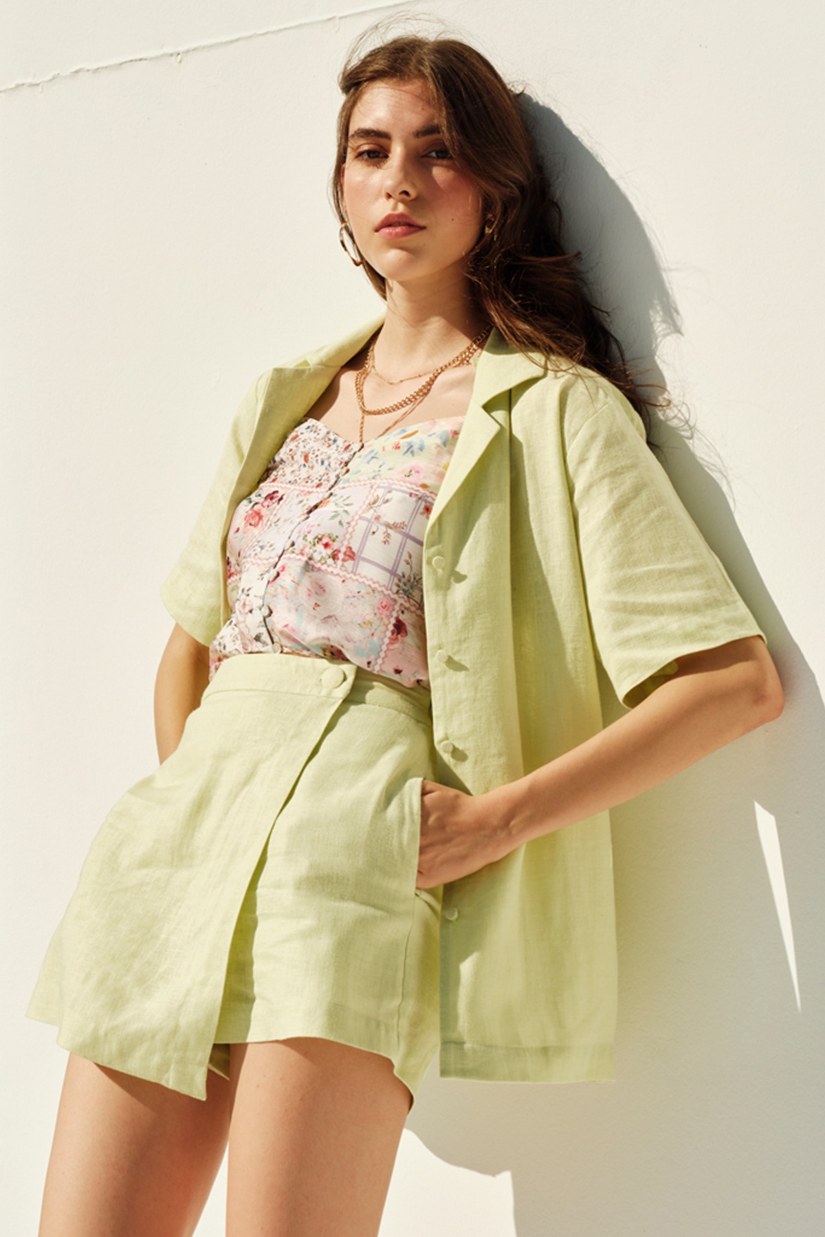1 - Lime Green Solid Shirt Style Set, image 1