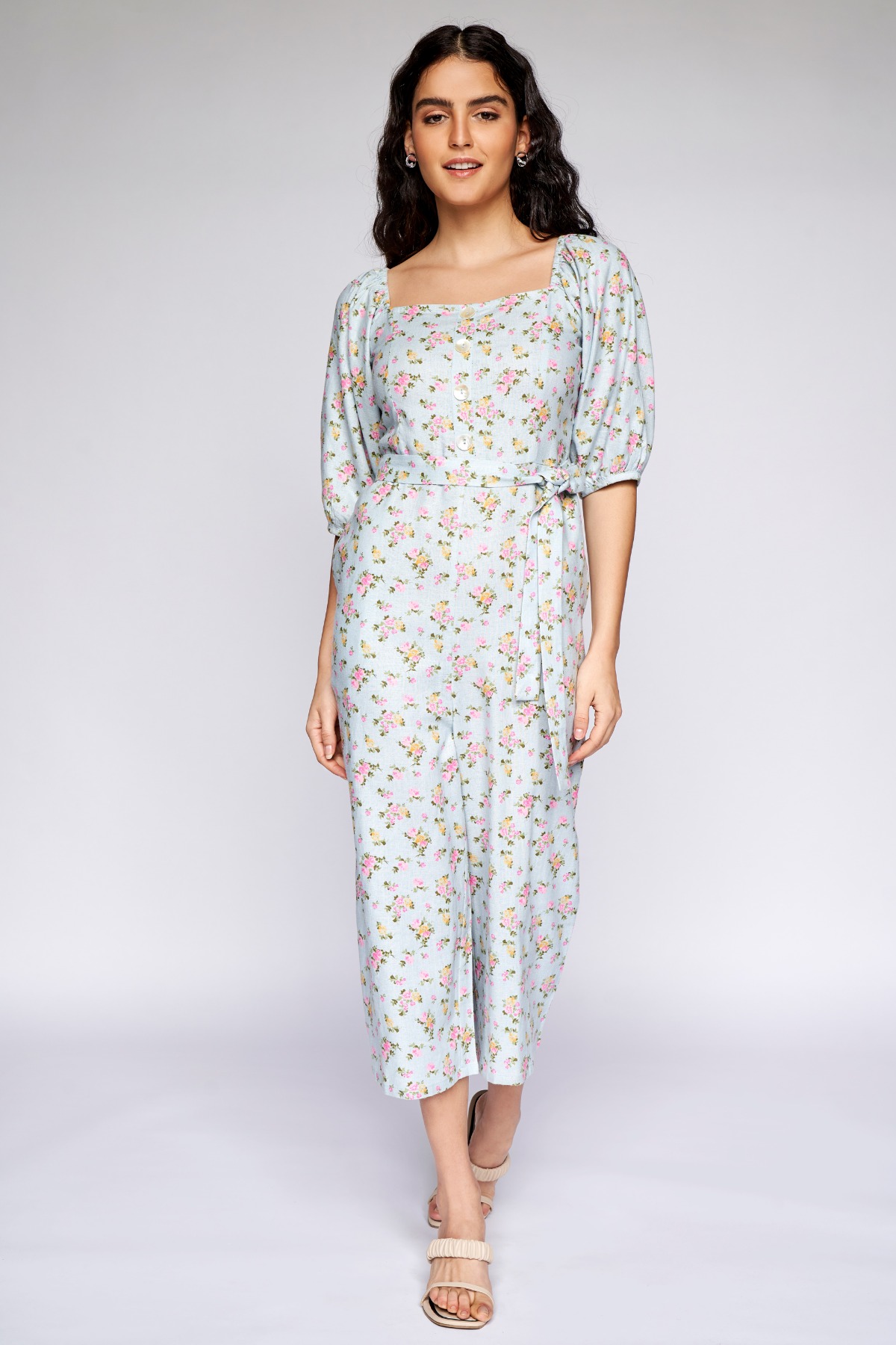 4 - Powder Blue Floral A-Line Jumpsuit, image 4