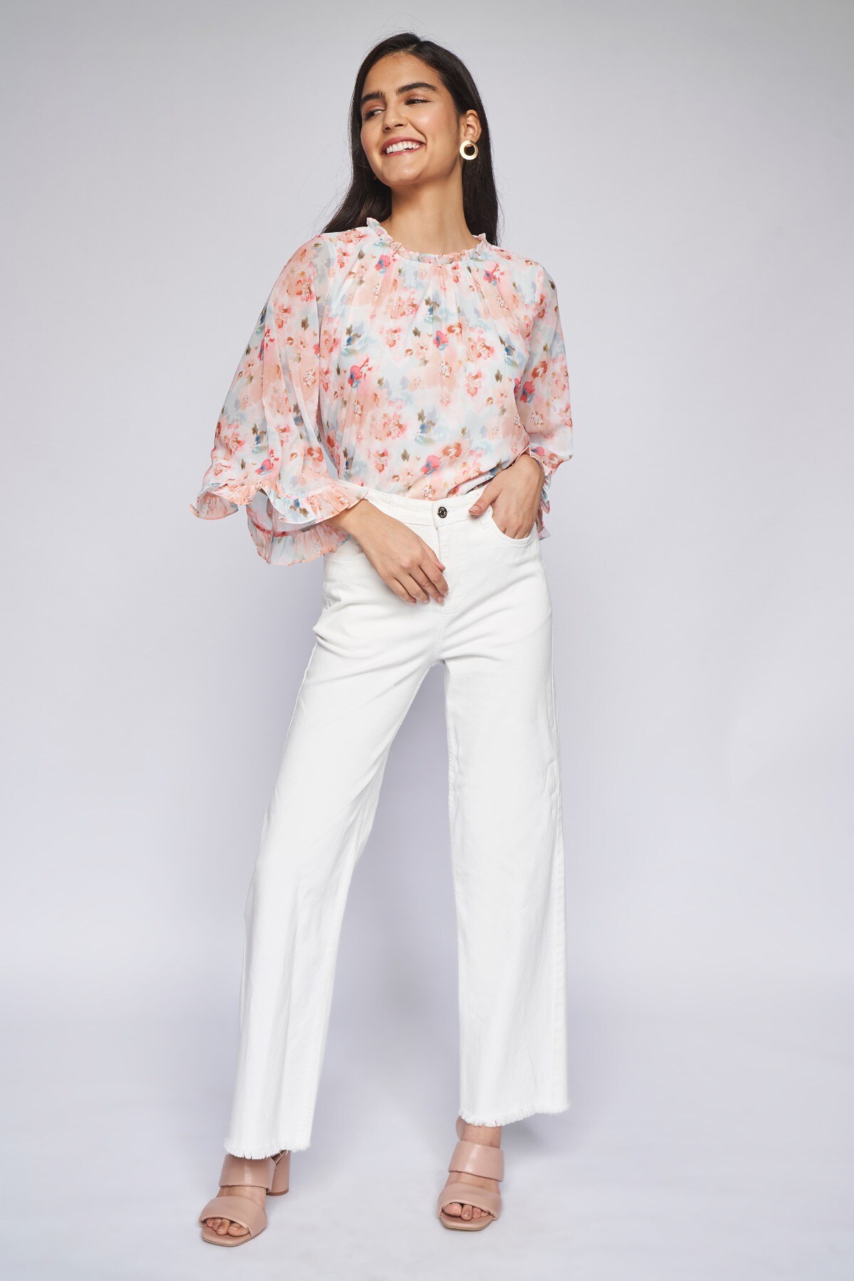 4 - Multi Color Floral Blouson Top, image 4