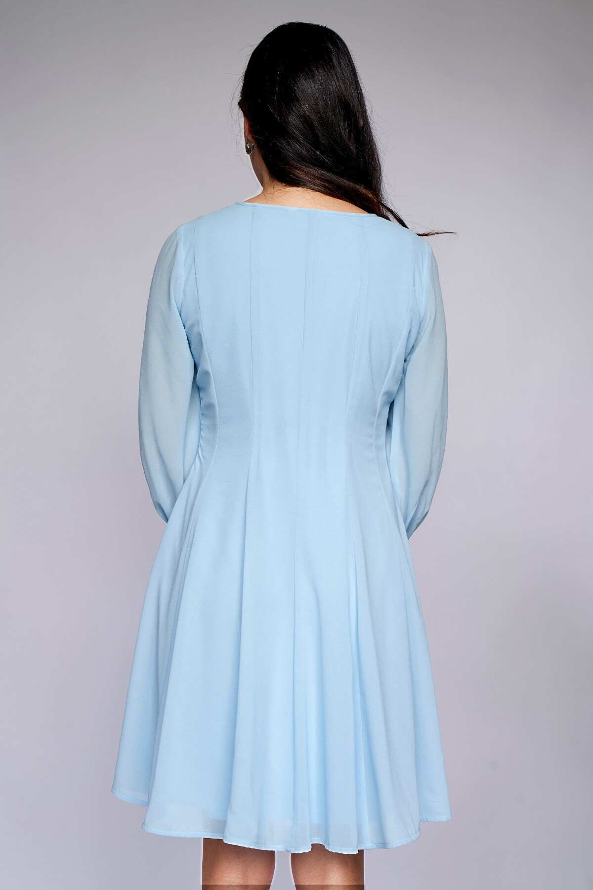 5 - Powder Blue Solid Fit and Flare Dress, image 5