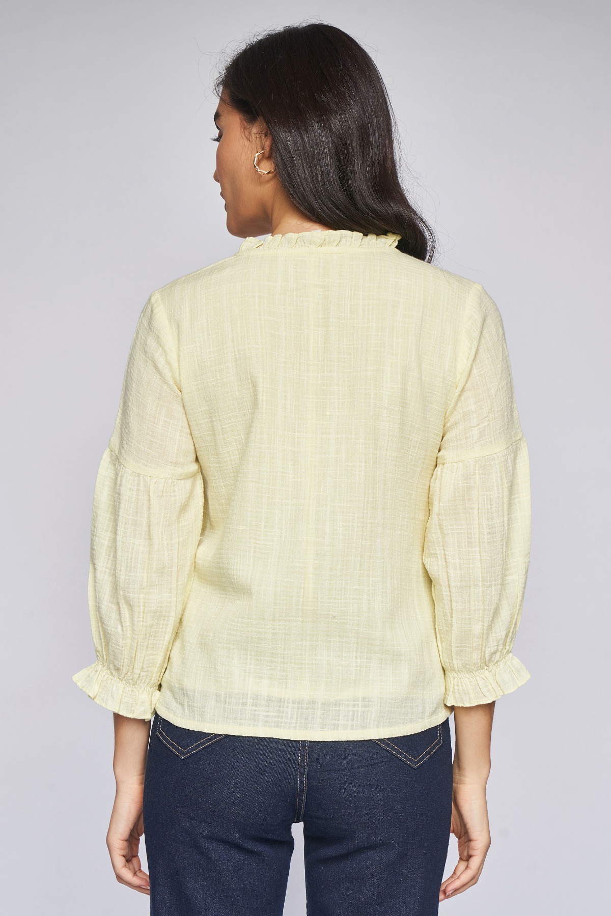 5 - Yellow Dobby Shirt Style Top, image 5