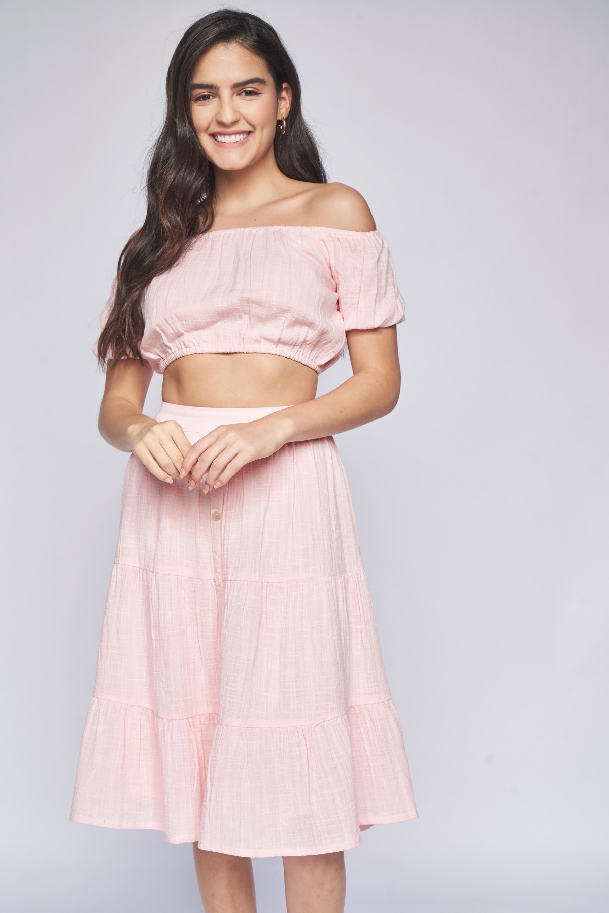 2 - Pink Self Design Cropped Set, image 2