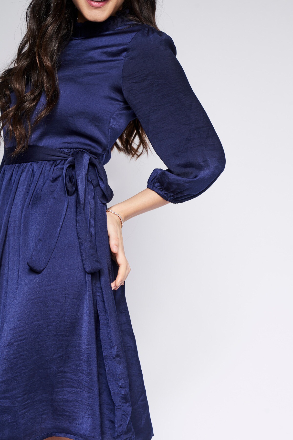 5 - Navy Solid Flared Dress, image 5