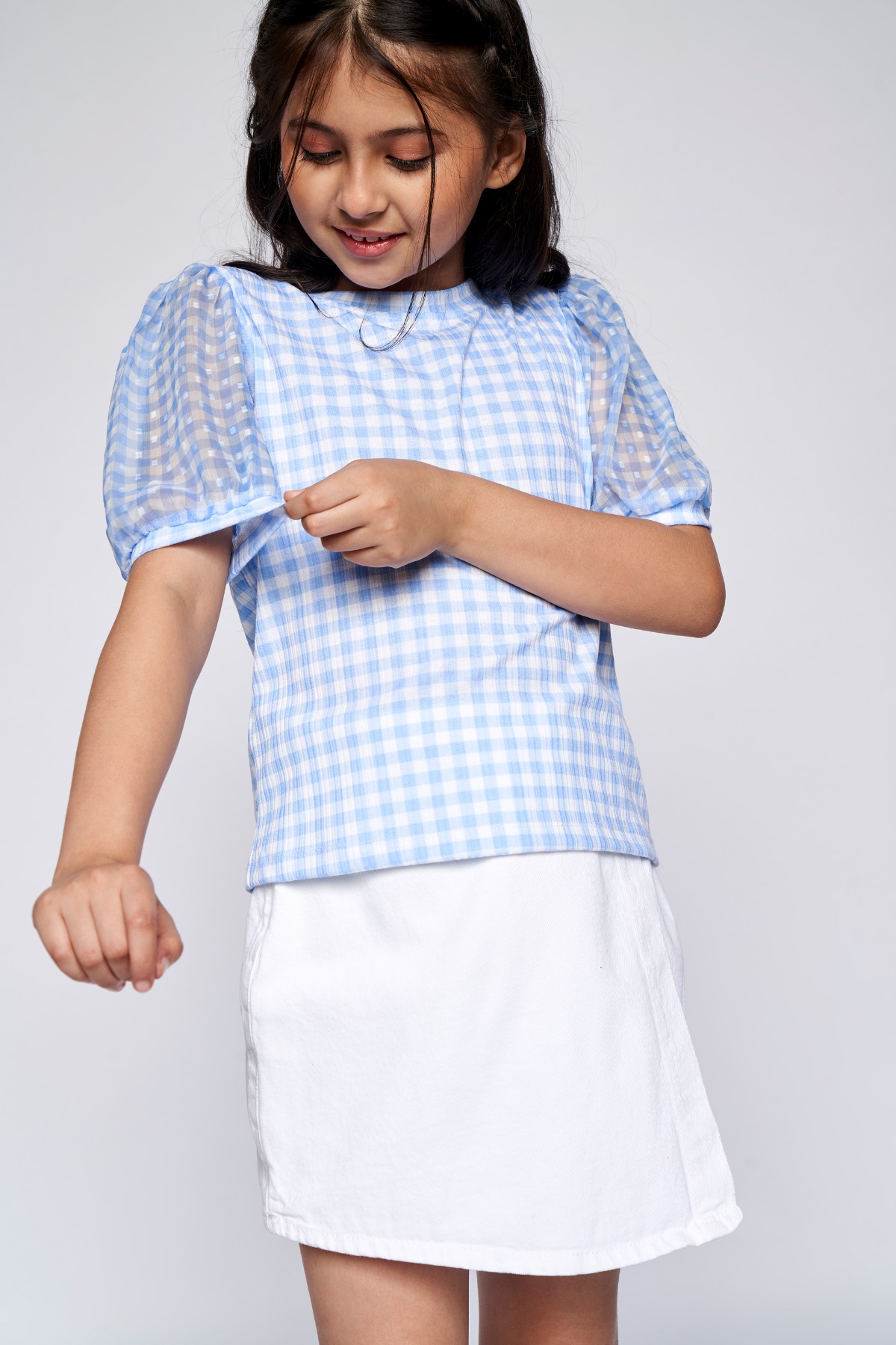 2 - Blue Solid Straight Top, image 2