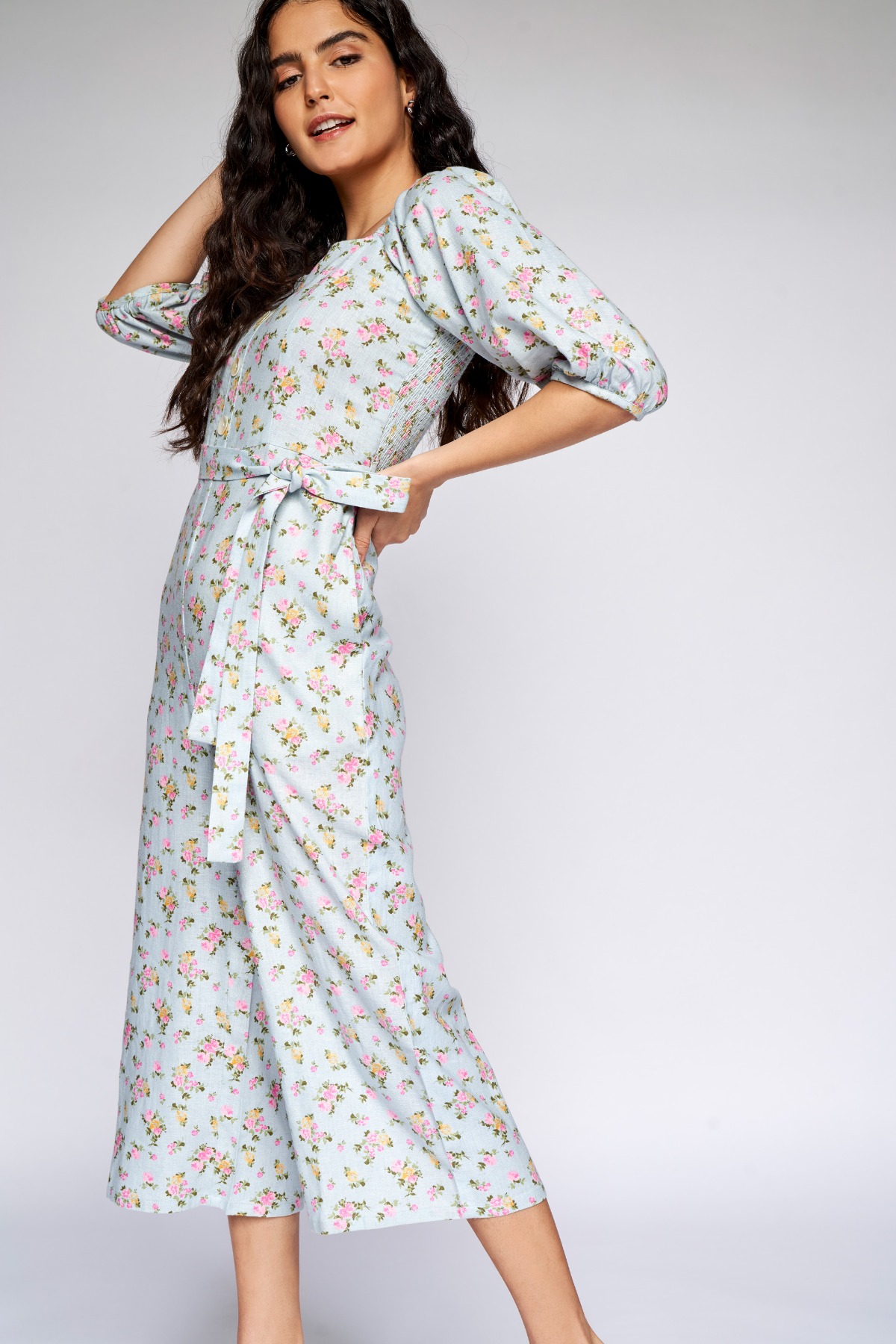 2 - Powder Blue Floral A-Line Jumpsuit, image 2