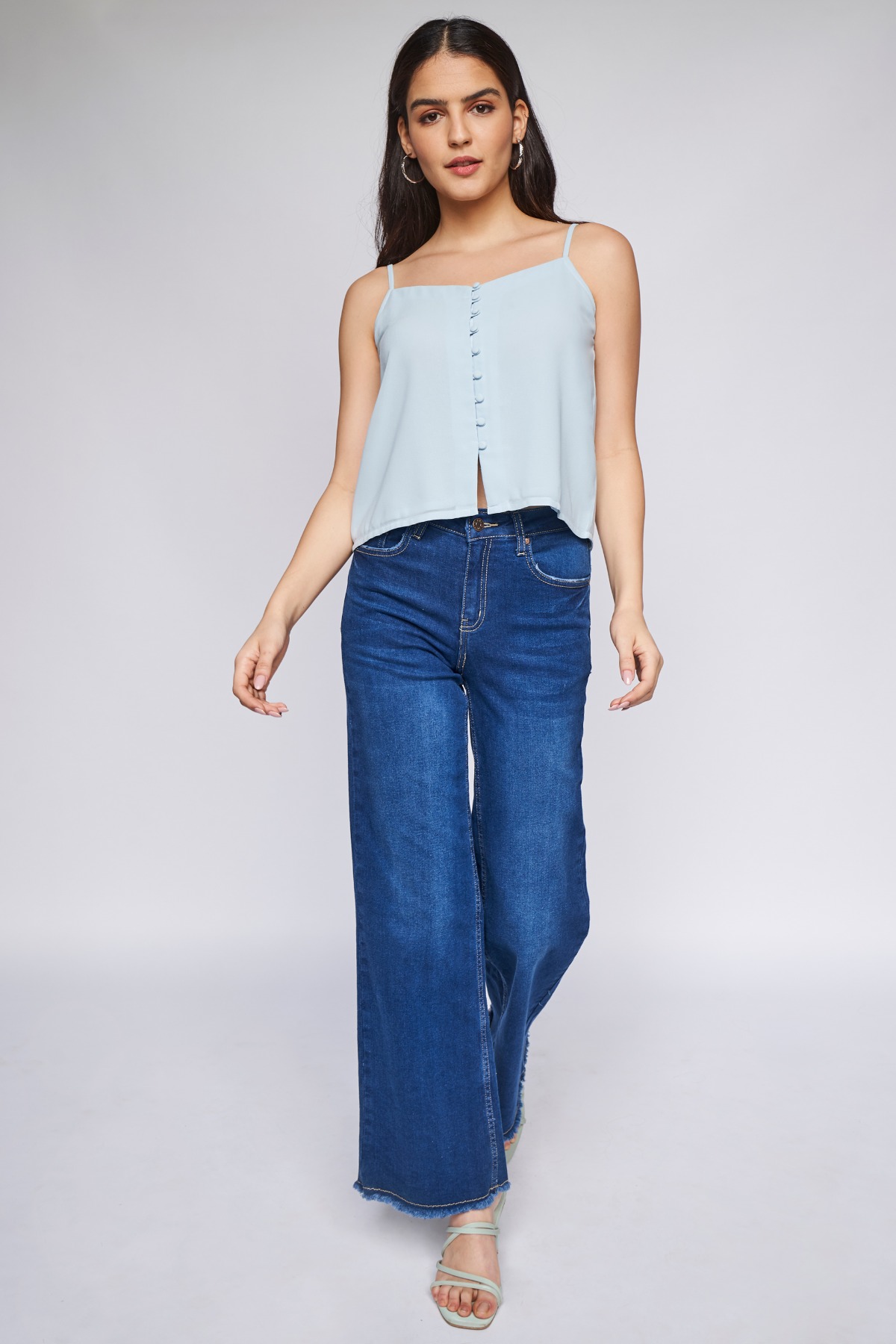 1 - Blue Solid Straight Bottom, image 2