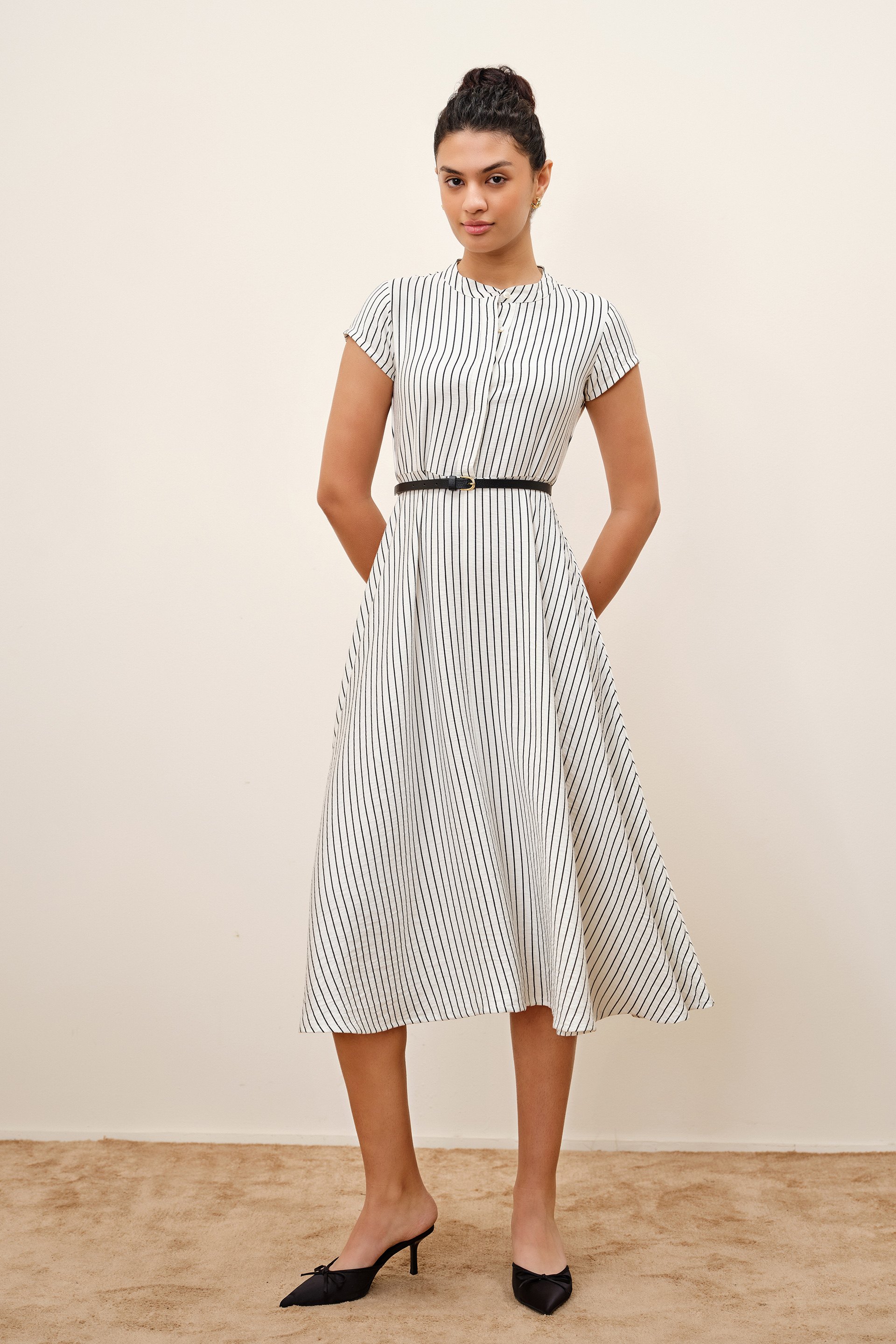 Janet Striped White Dress
