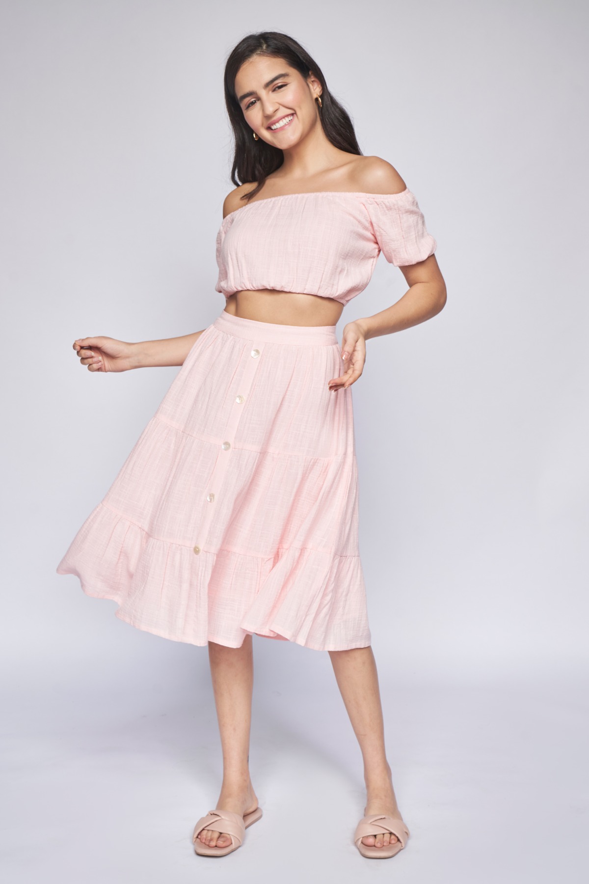 4 - Pink Self Design Cropped Set, image 4
