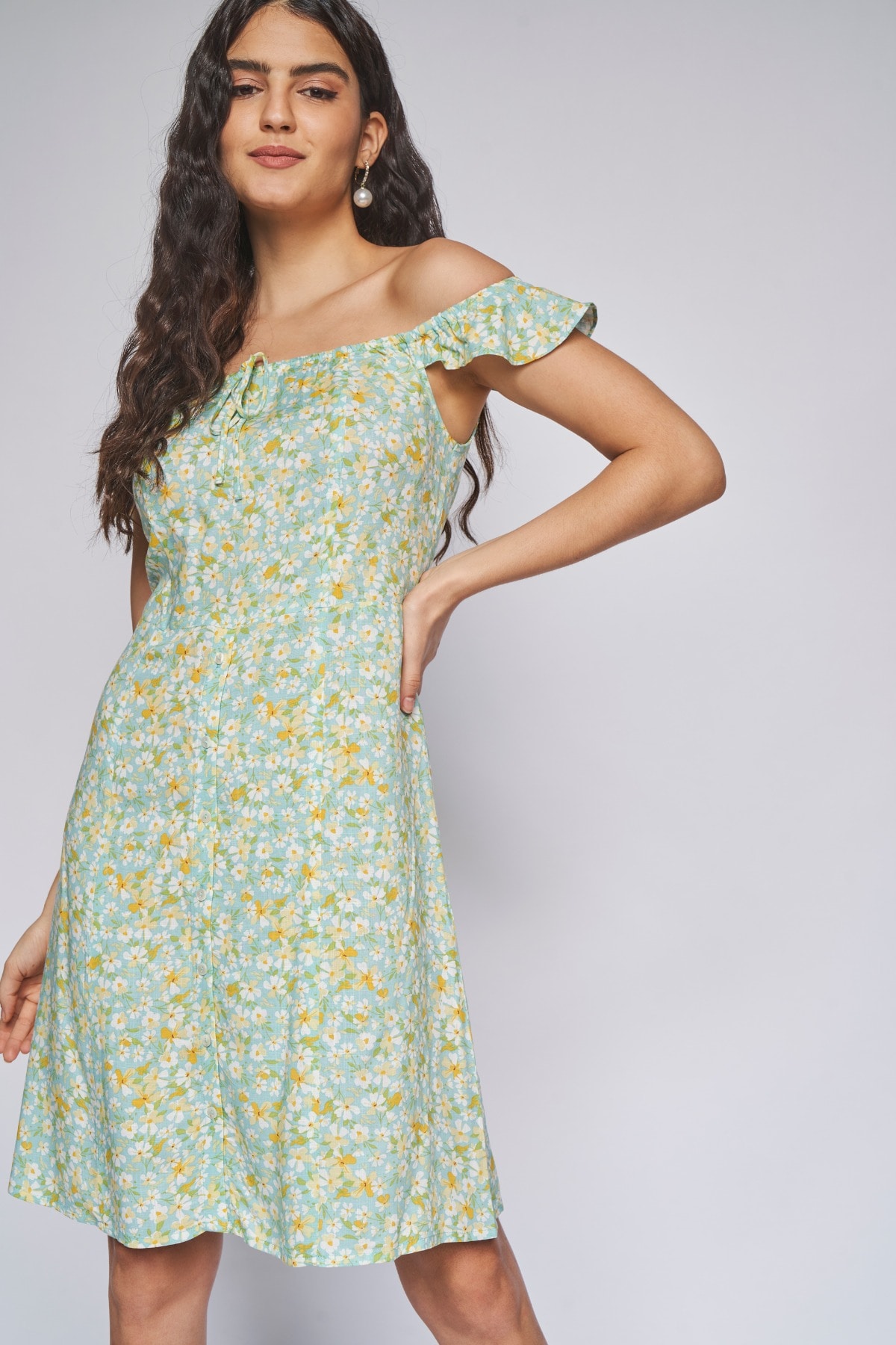 2 - Mint Floral A-Line Dress, image 2