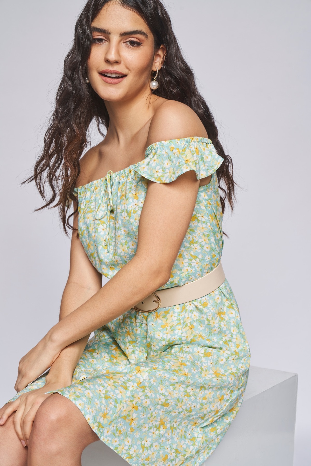 1 - Mint Floral A-Line Dress, image 1