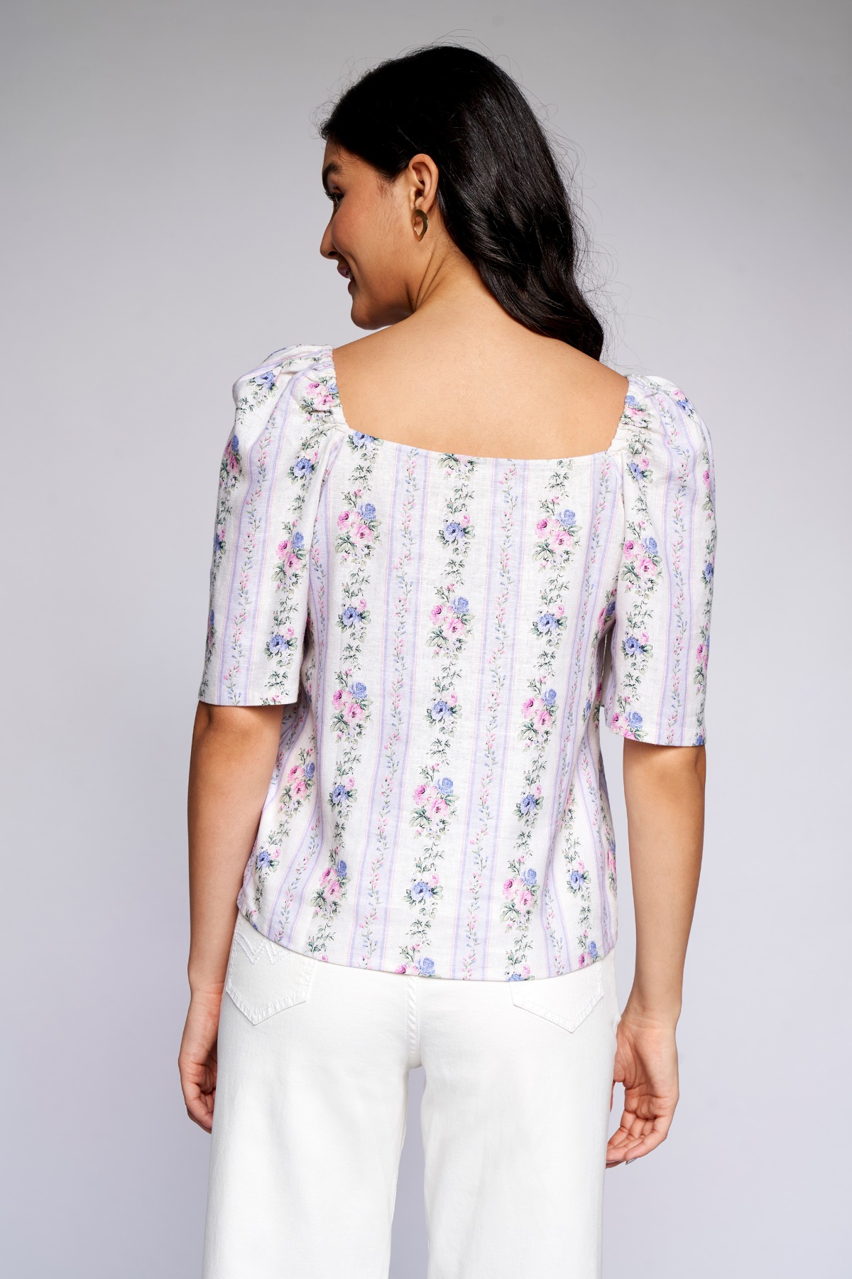 5 - White Floral Straight Top, image 5