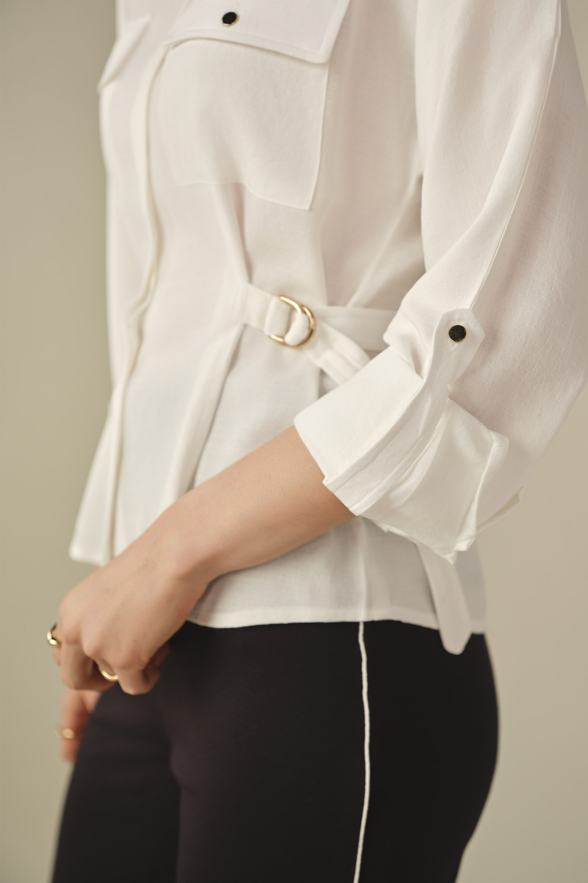 Solid Shirt in White, White, image 3