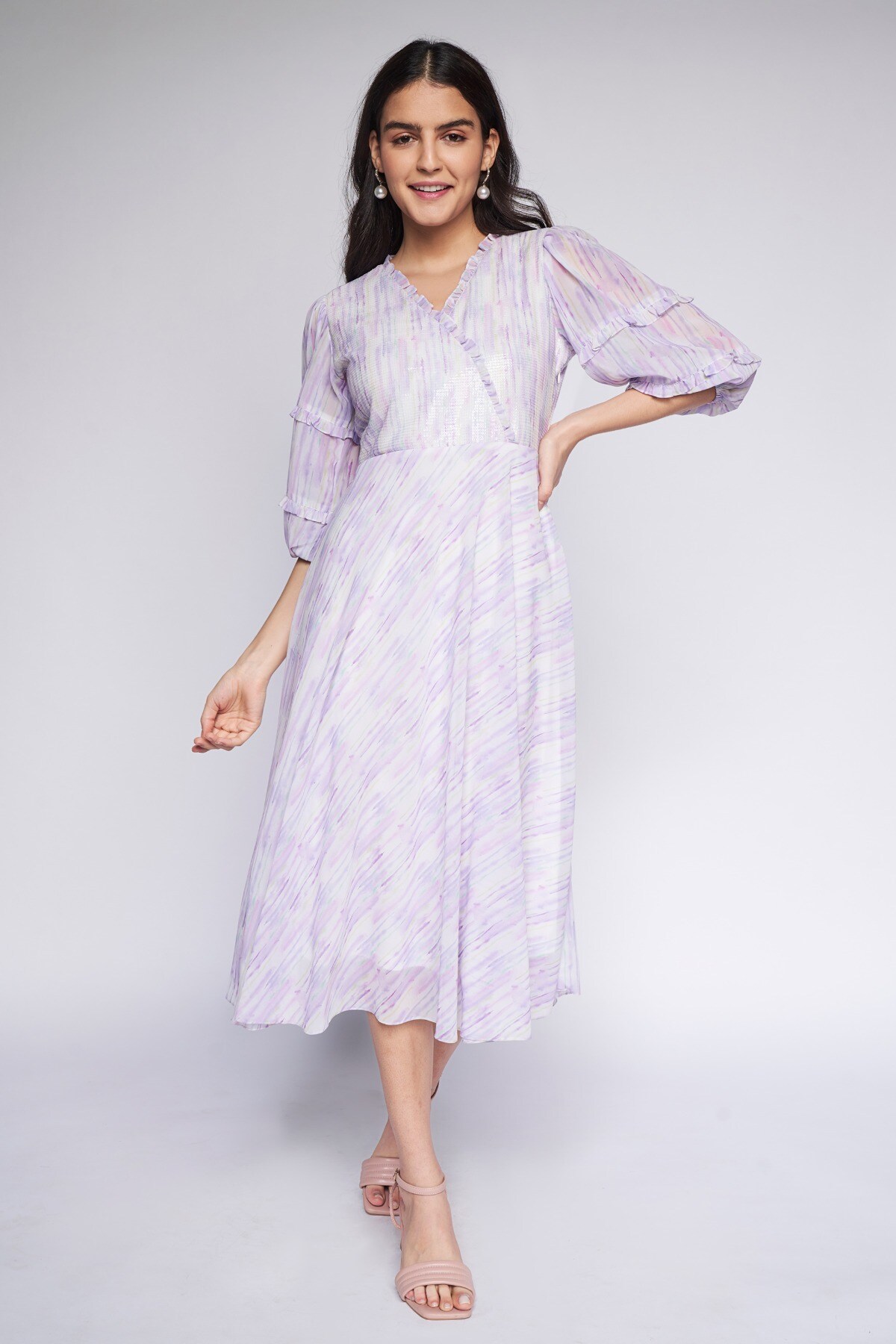 4 - Multi Color Stripes Flared Dress, image 4